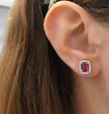 Baguette Red Ruby Earrings – 925 Sterling Silver Earrings - Etna Gift
