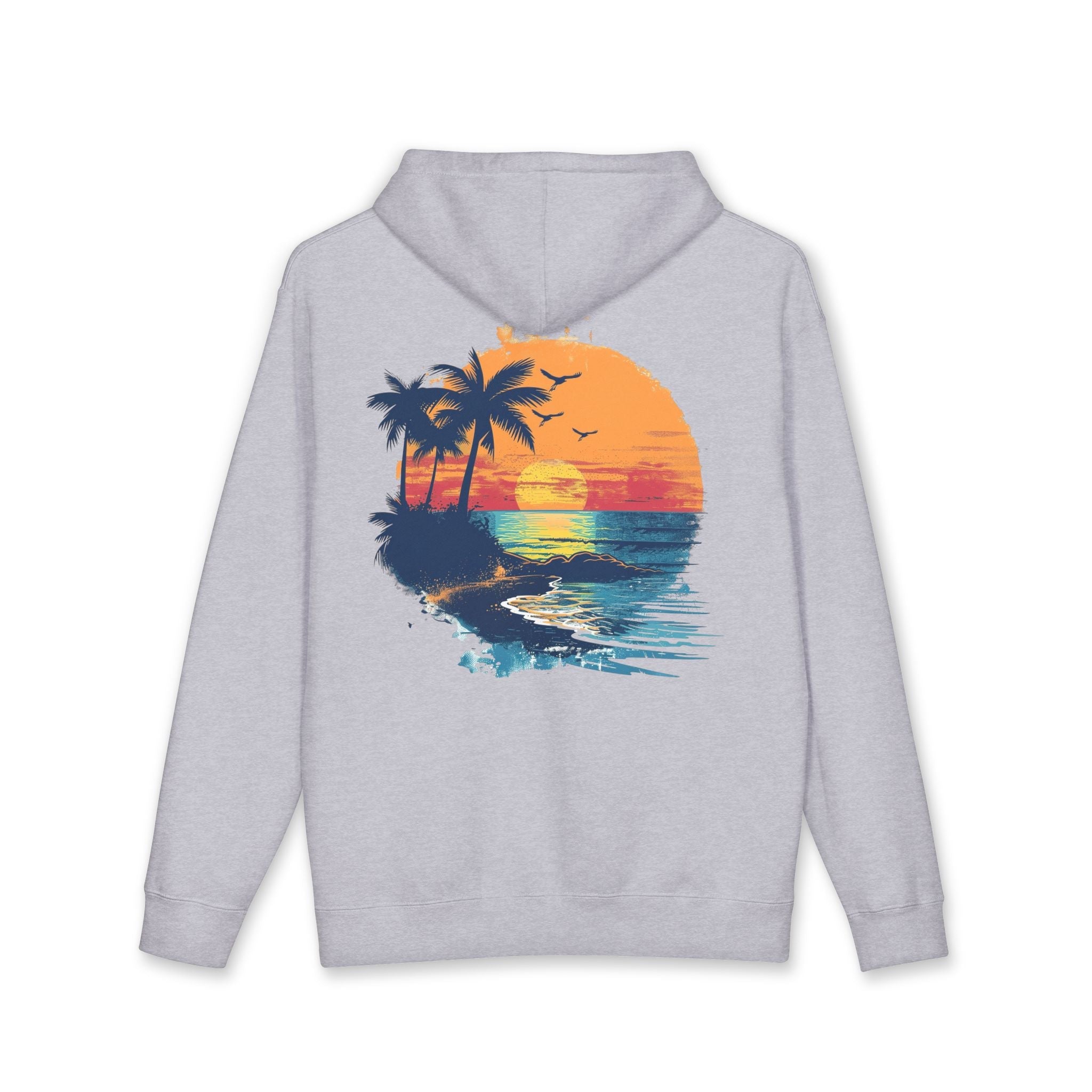 Beach Sunset Hoodie – Tropical Palm Trees & Flip Flops Graphic Sweatshirt - Etna Gift