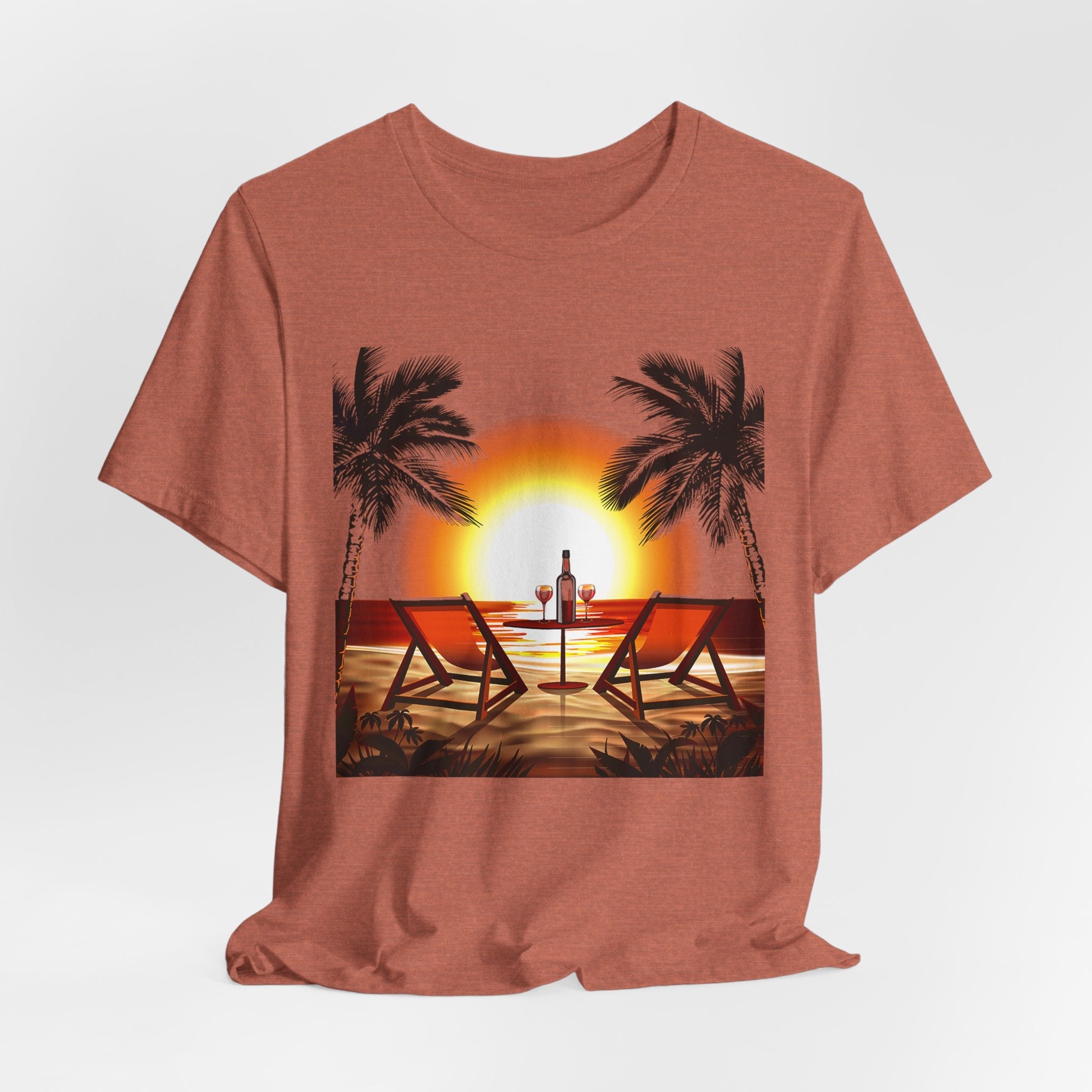 Beach Sunset with Palm Trees Tee Tropical Sunset T-Shirt - Etna Gift