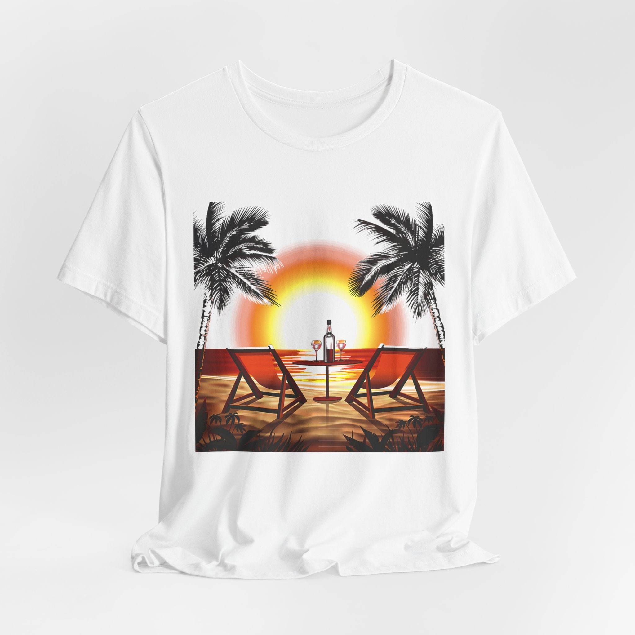 Beach Sunset with Palm Trees Tee Tropical Sunset T-Shirt - Etna Gift