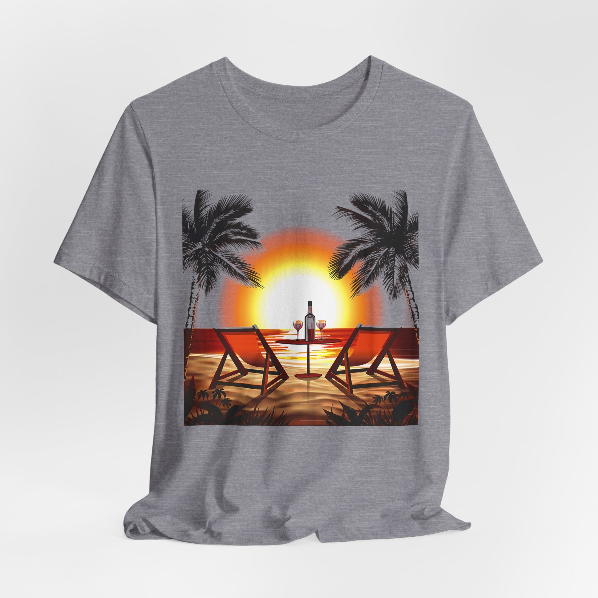 Beach Sunset with Palm Trees Tee Tropical Sunset T-Shirt - Etna Gift