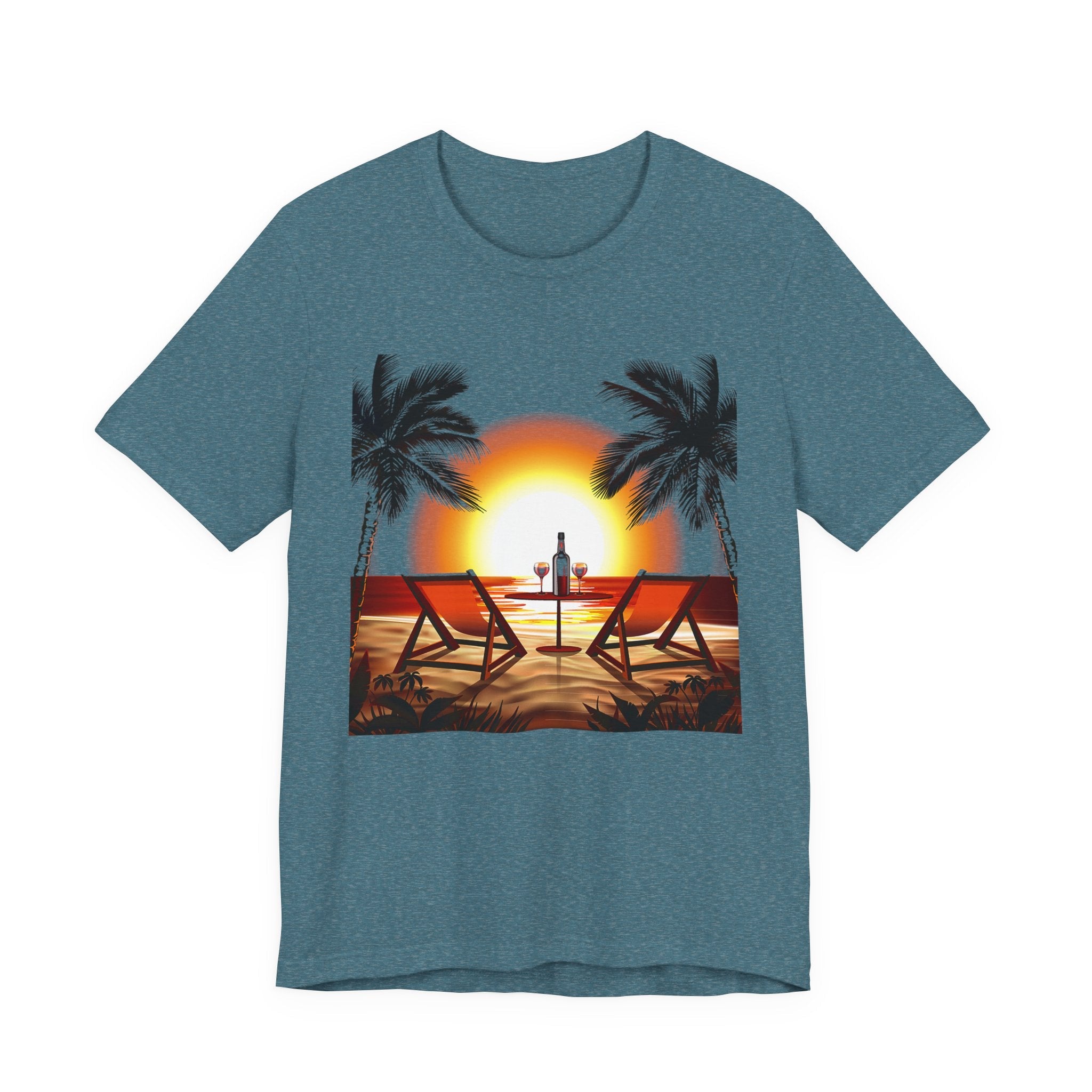 Beach Sunset with Palm Trees Tee Tropical Sunset T-Shirt - Etna Gift
