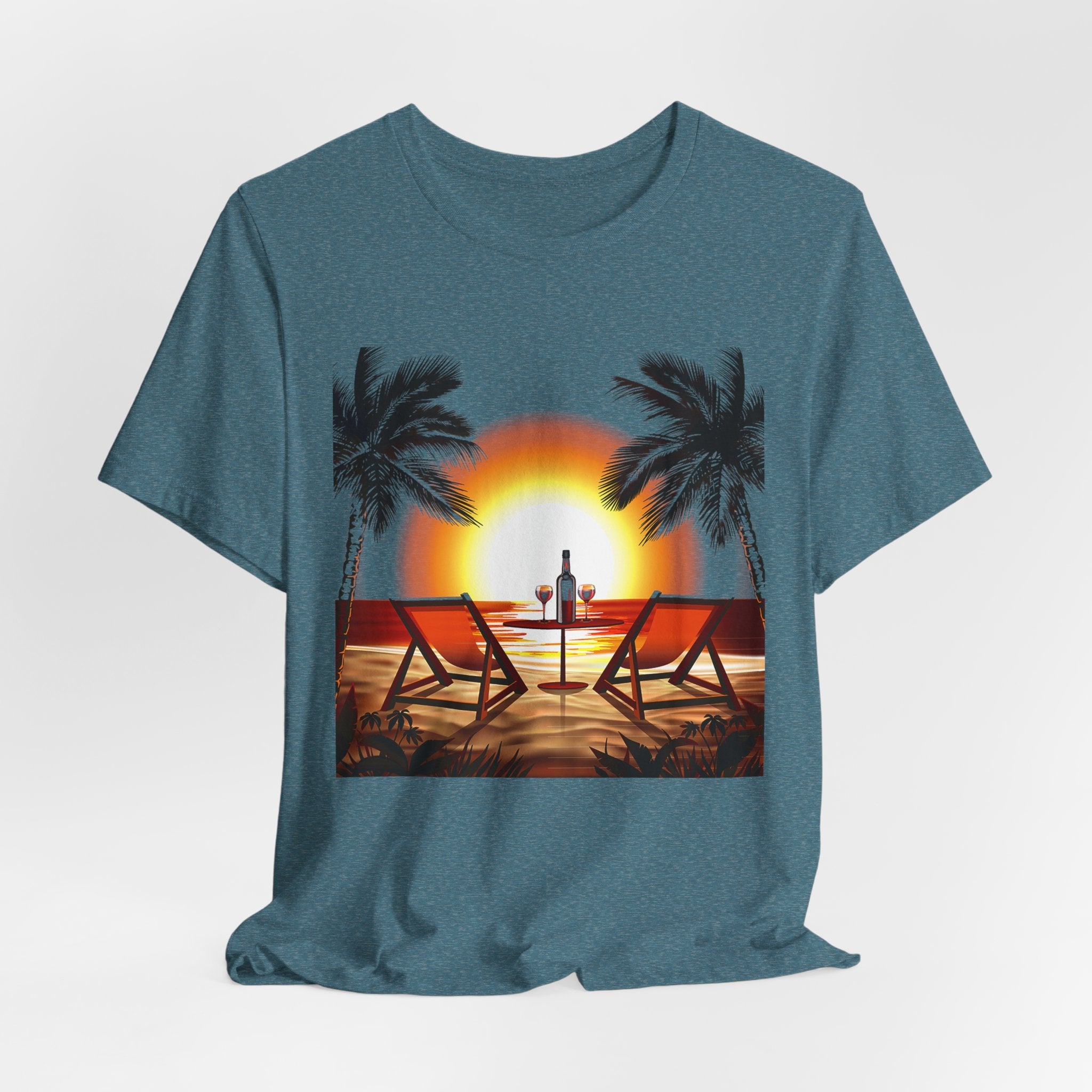 Beach Sunset with Palm Trees Tee Tropical Sunset T-Shirt - Etna Gift