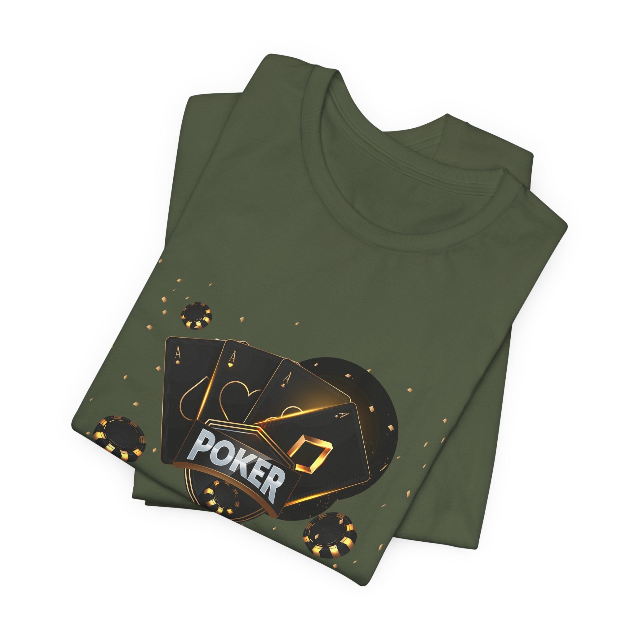 Black Poker Cards Heart design T-Shirt | Poker Chips Dice Tee - Etna Gift