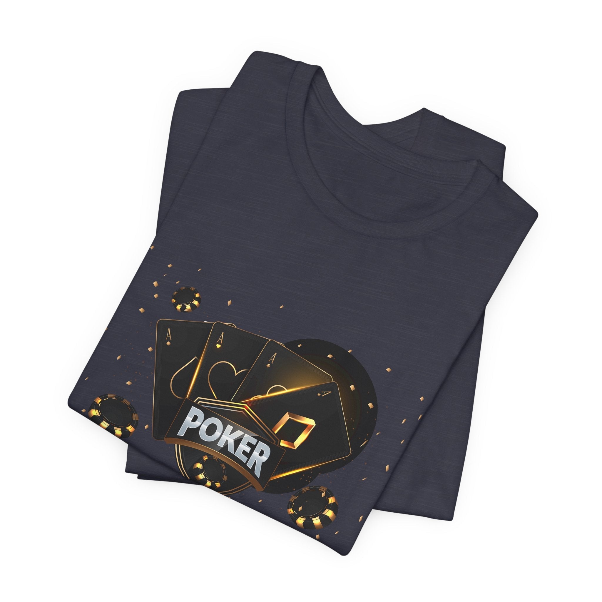 Black Poker Cards Heart design T-Shirt | Poker Chips Dice Tee - Etna Gift