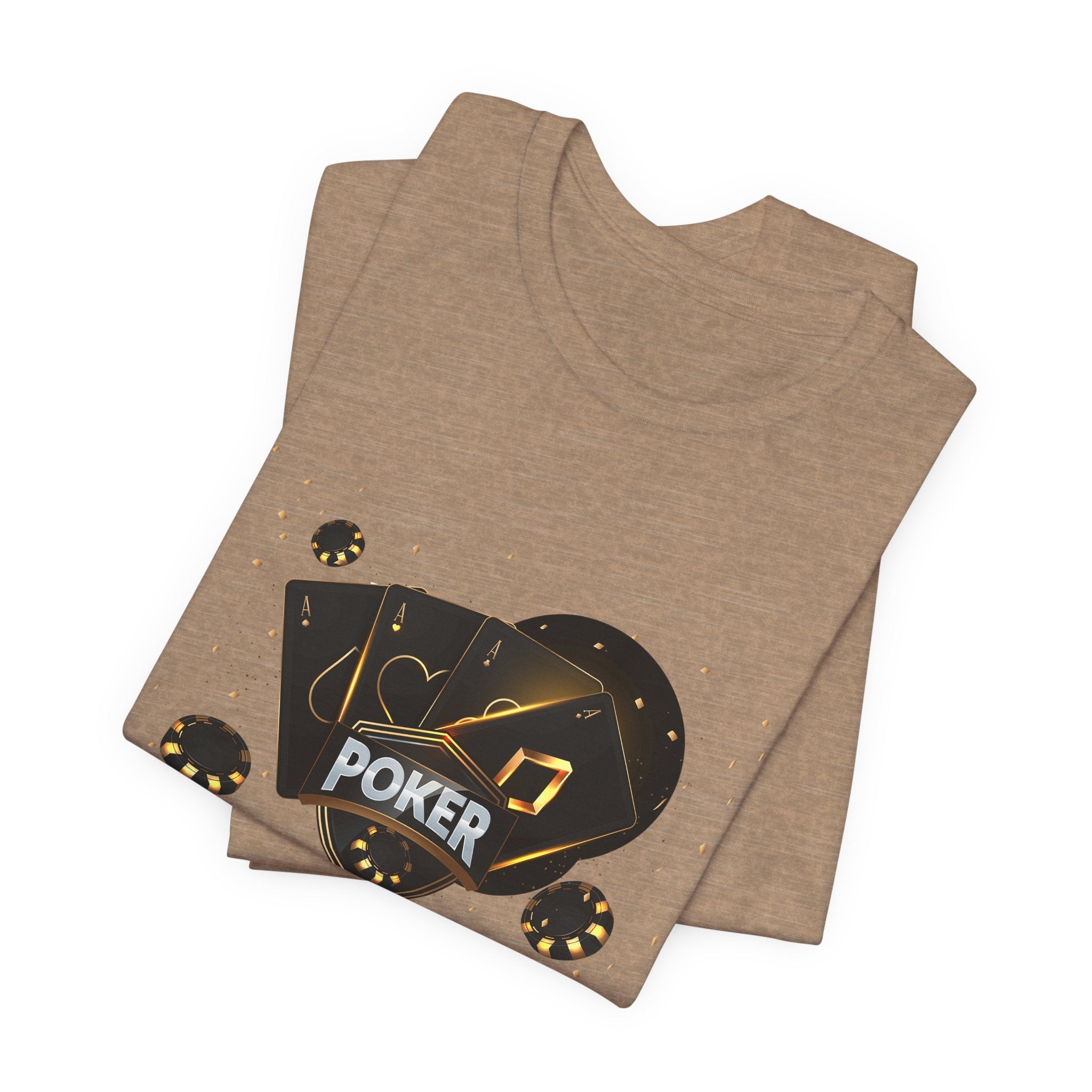 Black Poker Cards Heart design T-Shirt | Poker Chips Dice Tee - Etna Gift