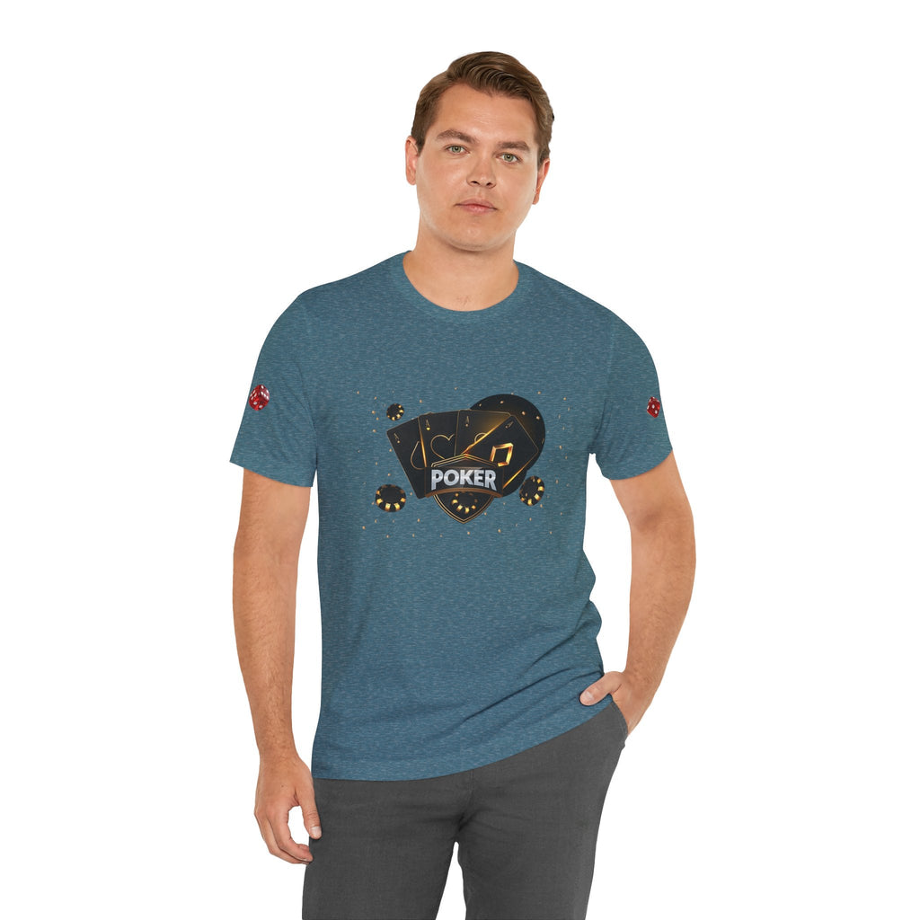 Black Poker Cards Heart design T-Shirt | Poker Chips Dice Tee - Etna Gift