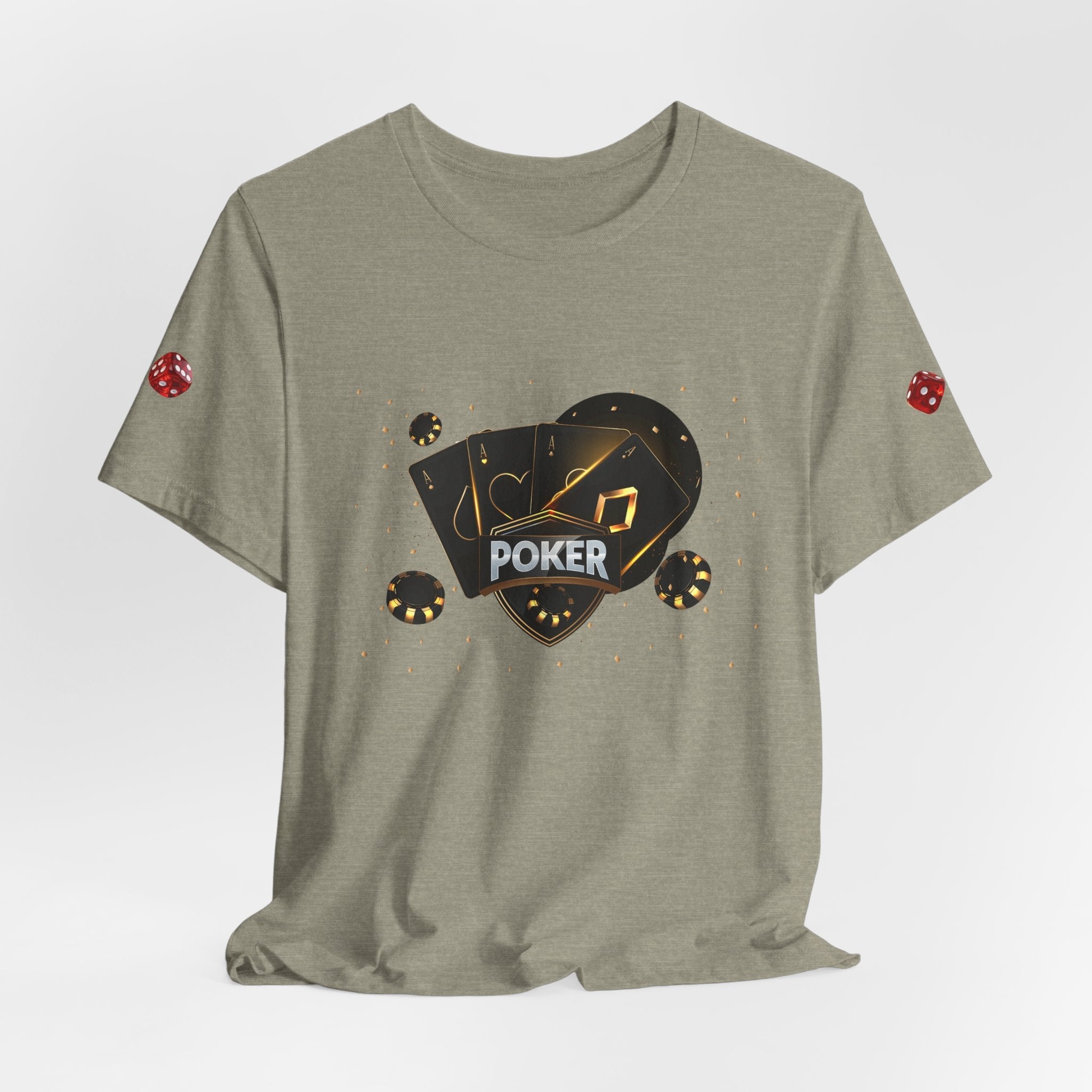 Black Poker Cards Heart design T-Shirt | Poker Chips Dice Tee - Etna Gift
