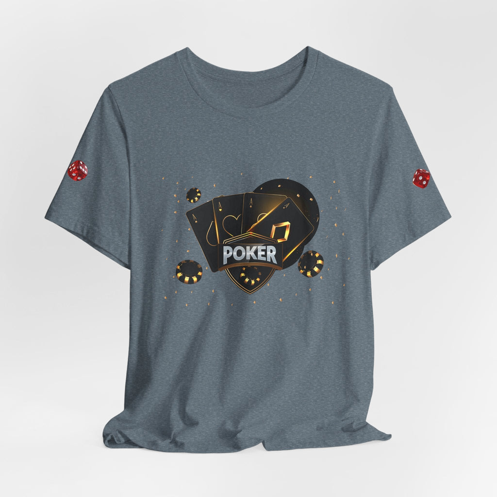 Black Poker Cards Heart design T-Shirt | Poker Chips Dice Tee - Etna Gift