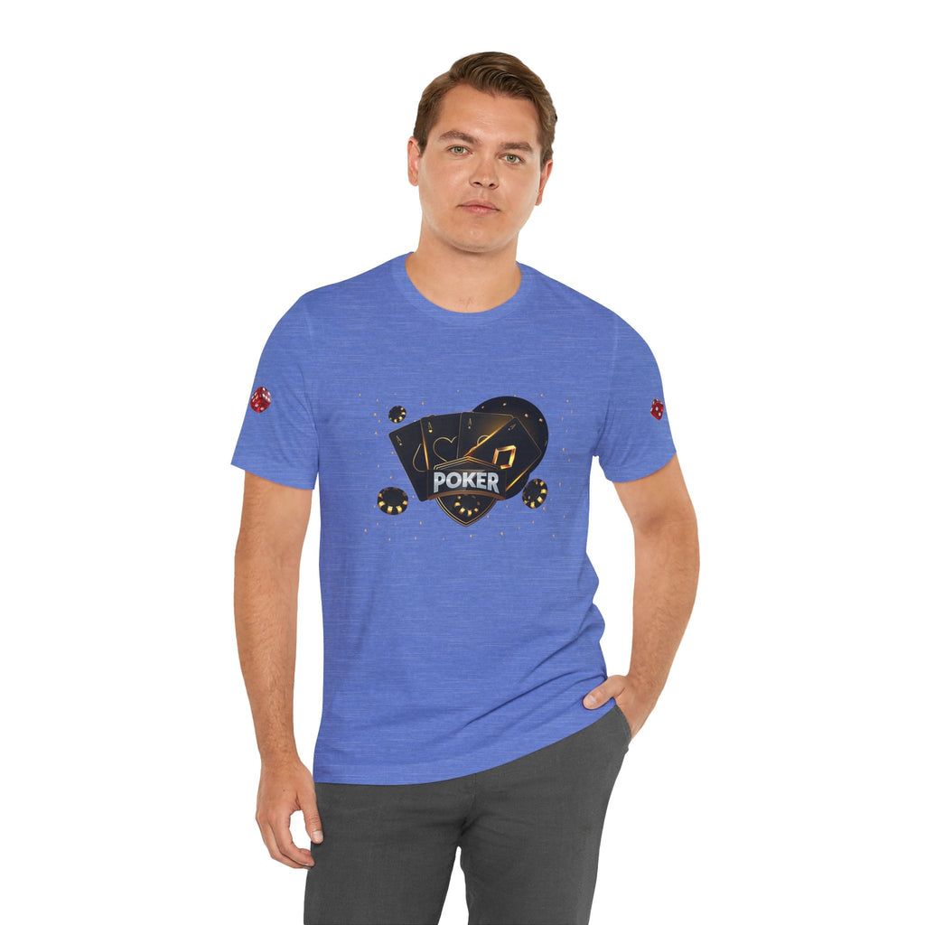 Black Poker Cards Heart design T-Shirt | Poker Chips Dice Tee - Etna Gift
