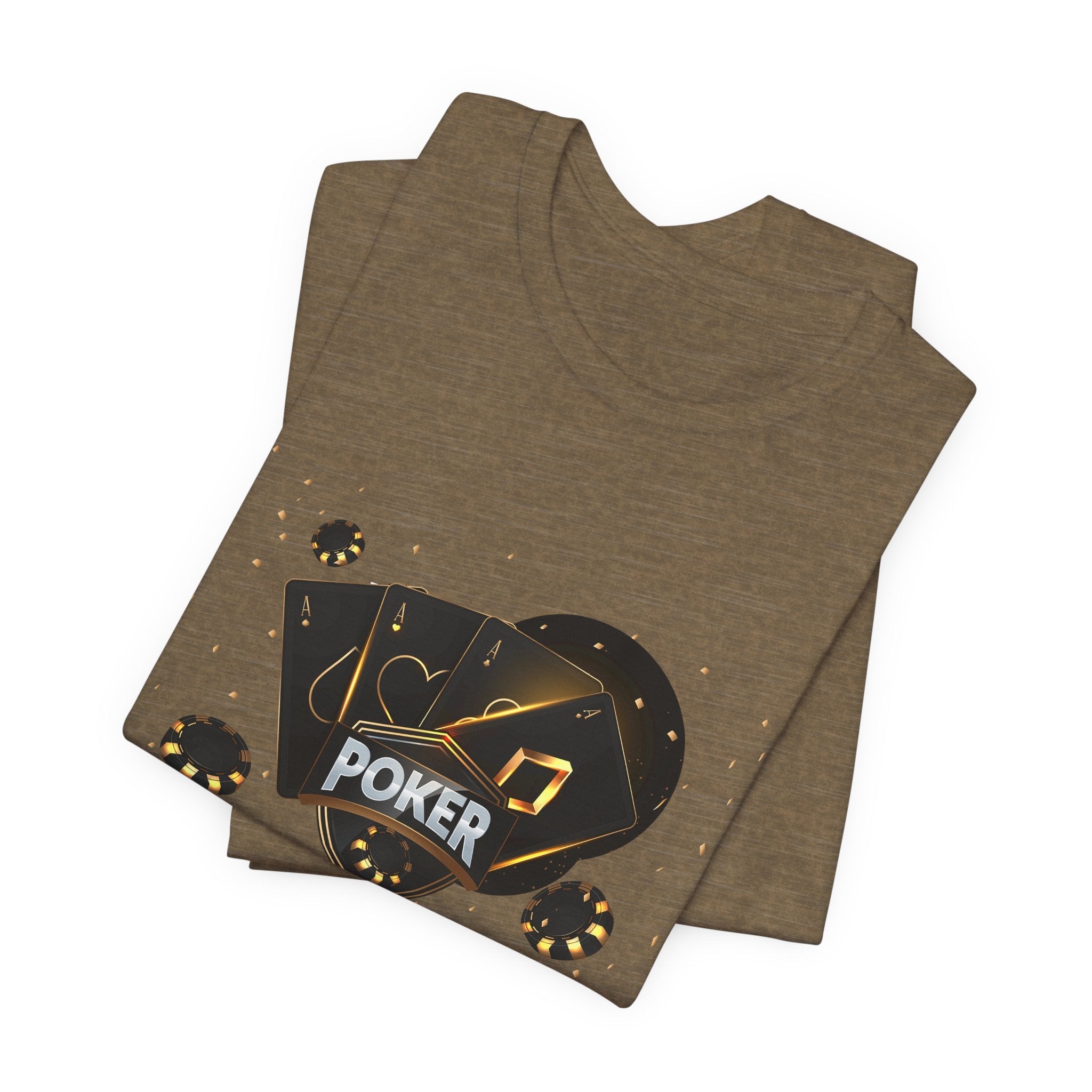 Black Poker Cards Heart design T-Shirt | Poker Chips Dice Tee - Etna Gift