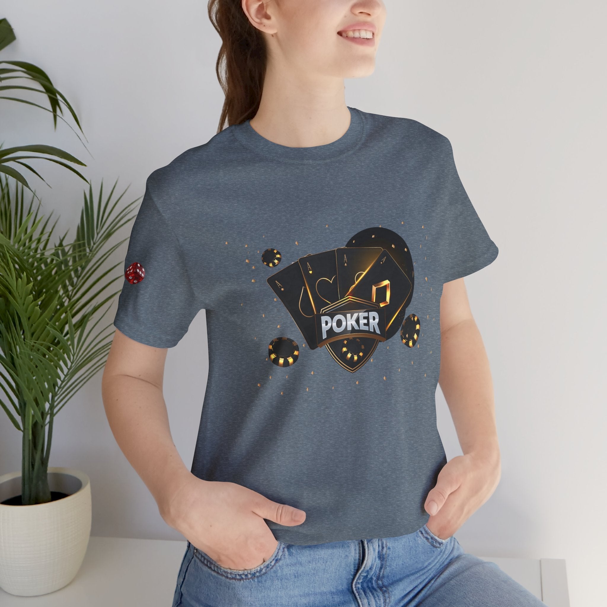 Black Poker Cards Heart design T-Shirt | Poker Chips Dice Tee - Etna Gift