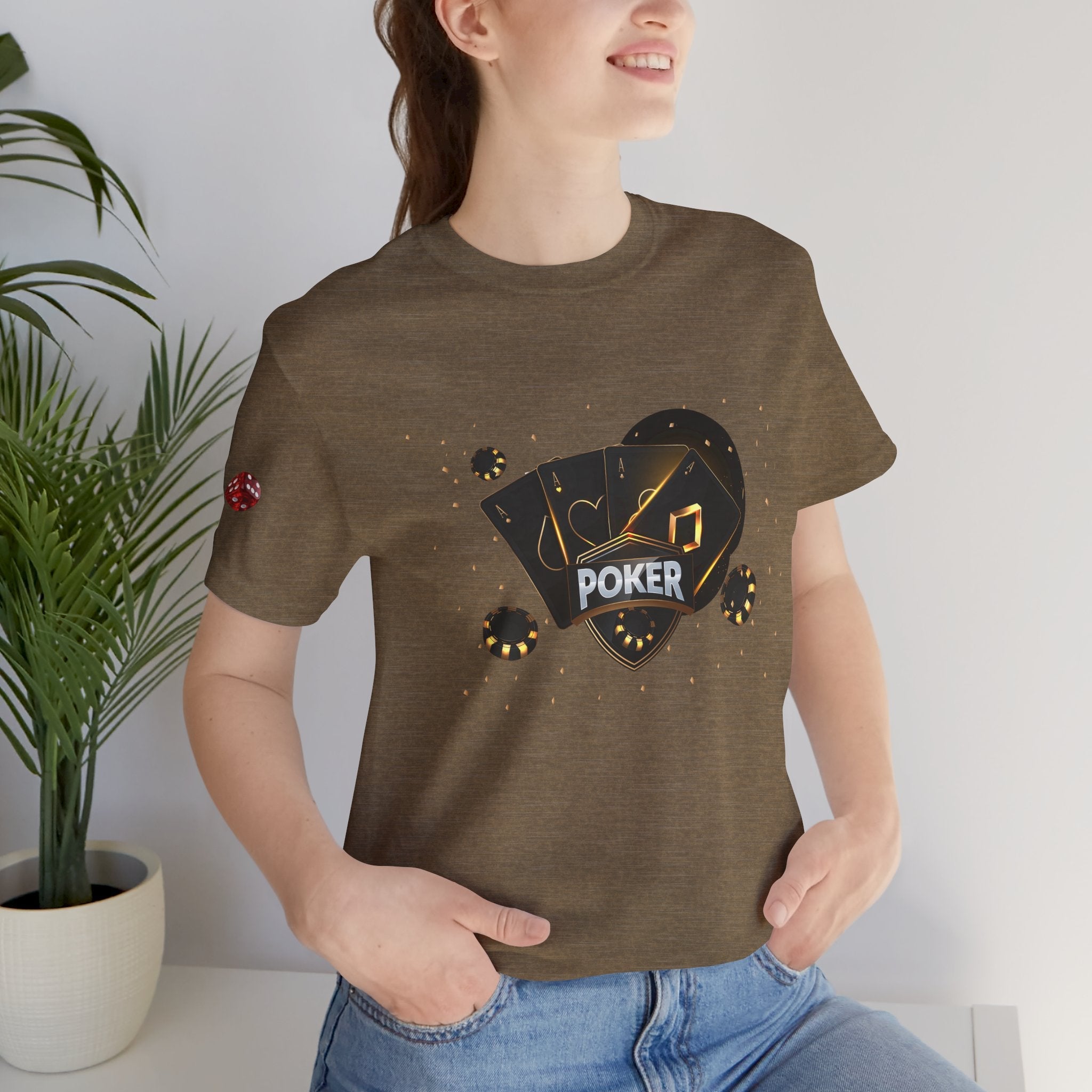 Black Poker Cards Heart design T-Shirt | Poker Chips Dice Tee - Etna Gift