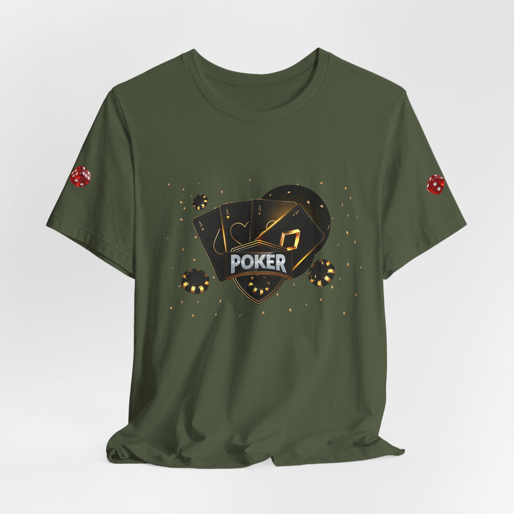 Black Poker Cards Heart design T-Shirt | Poker Chips Dice Tee - Etna Gift