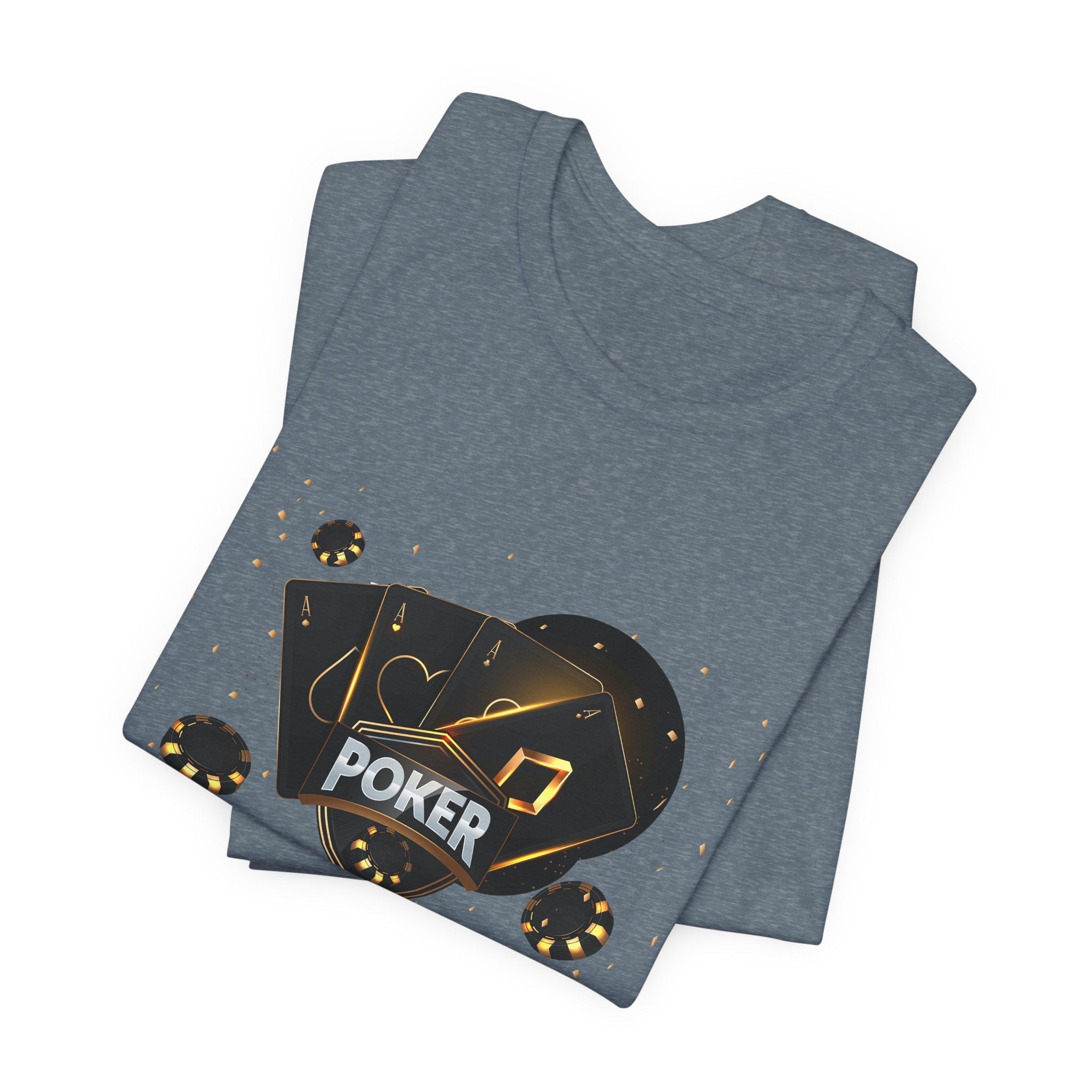 Black Poker Cards Heart design T-Shirt | Poker Chips Dice Tee - Etna Gift