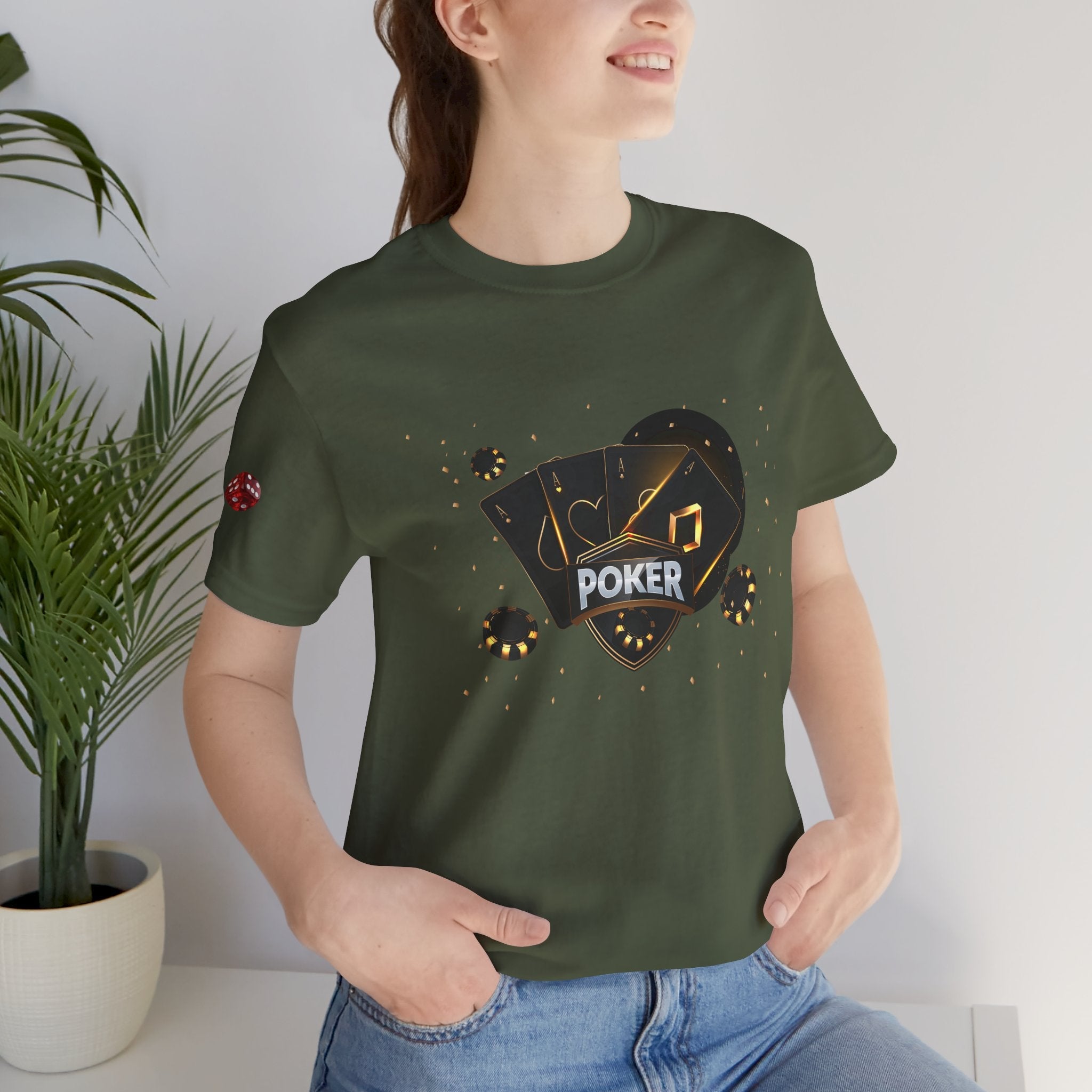 Black Poker Cards Heart design T-Shirt | Poker Chips Dice Tee - Etna Gift