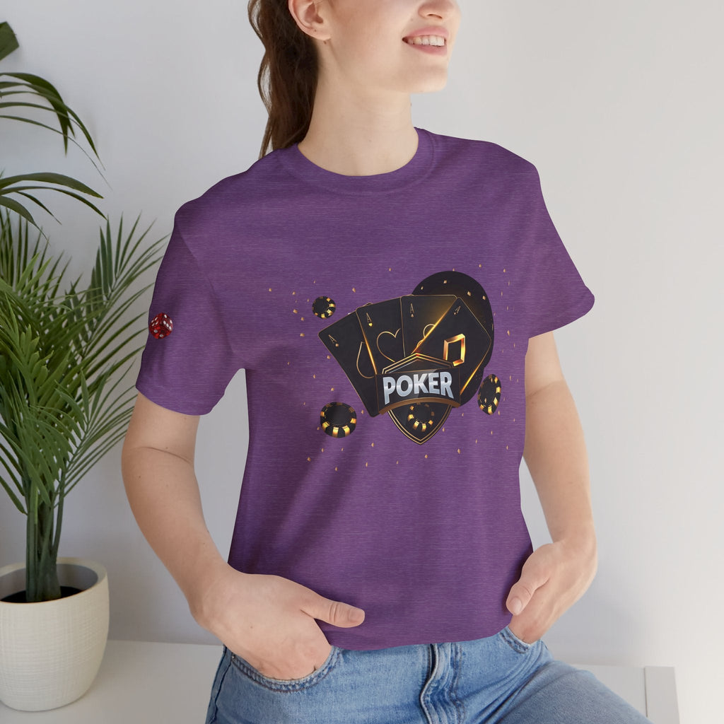Black Poker Cards Heart design T-Shirt | Poker Chips Dice Tee - Etna Gift