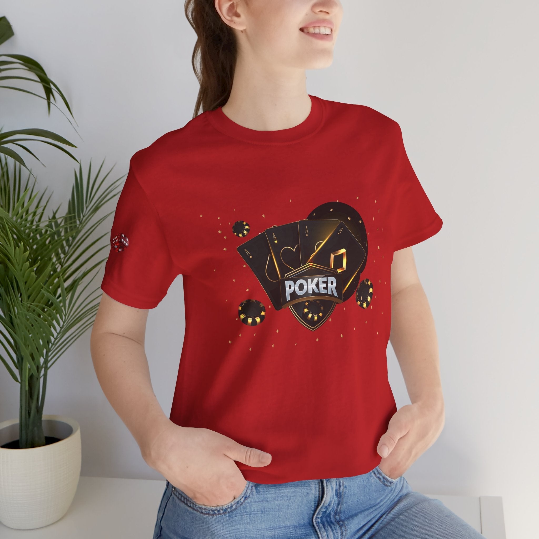 Black Poker Cards Heart design T-Shirt | Poker Chips Dice Tee - Etna Gift