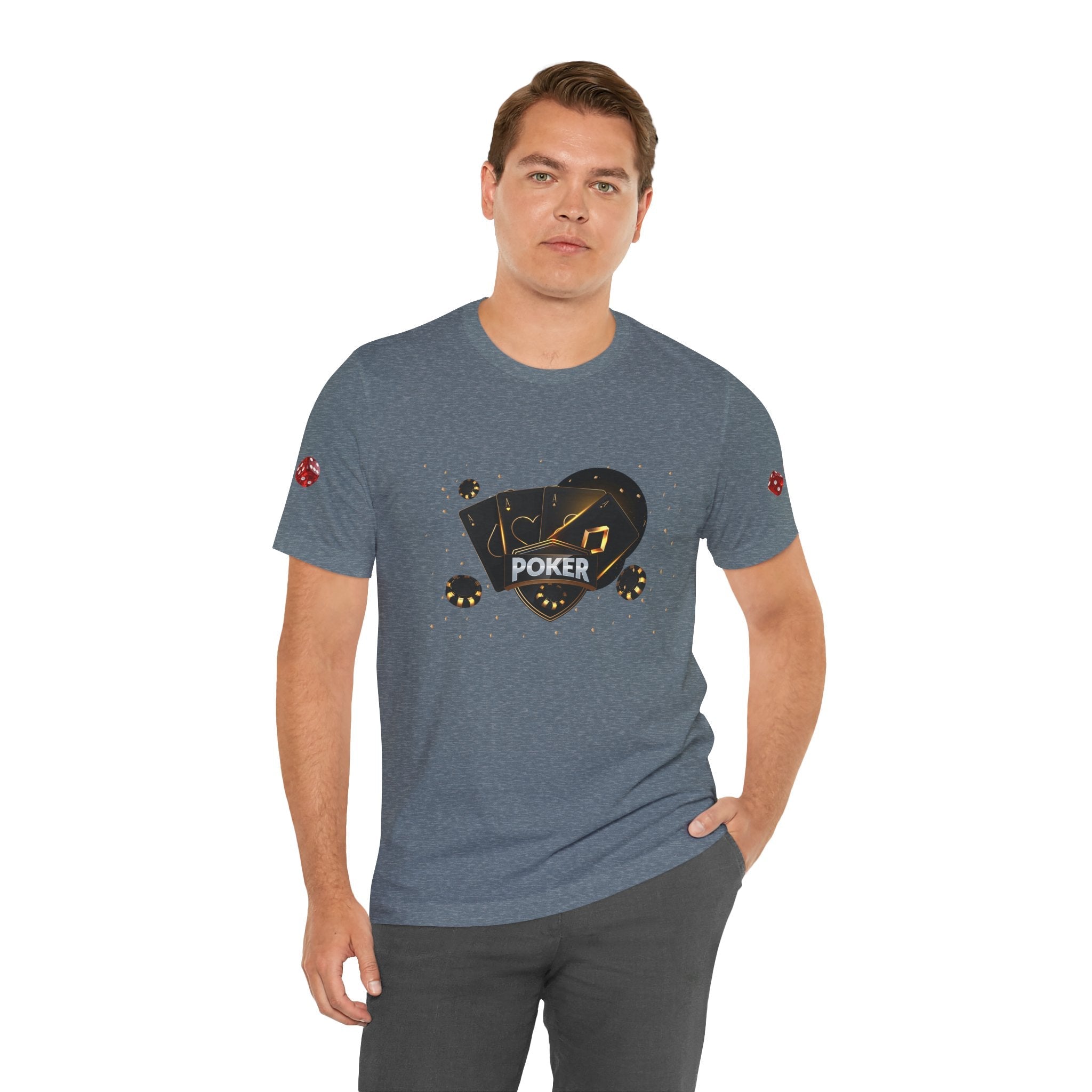 Black Poker Cards Heart design T-Shirt | Poker Chips Dice Tee - Etna Gift