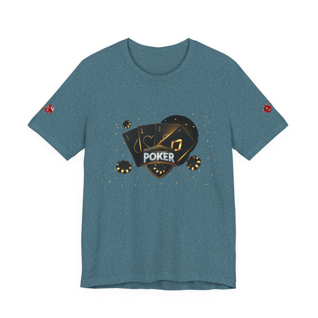 Black Poker Cards Heart design T-Shirt | Poker Chips Dice Tee - Etna Gift