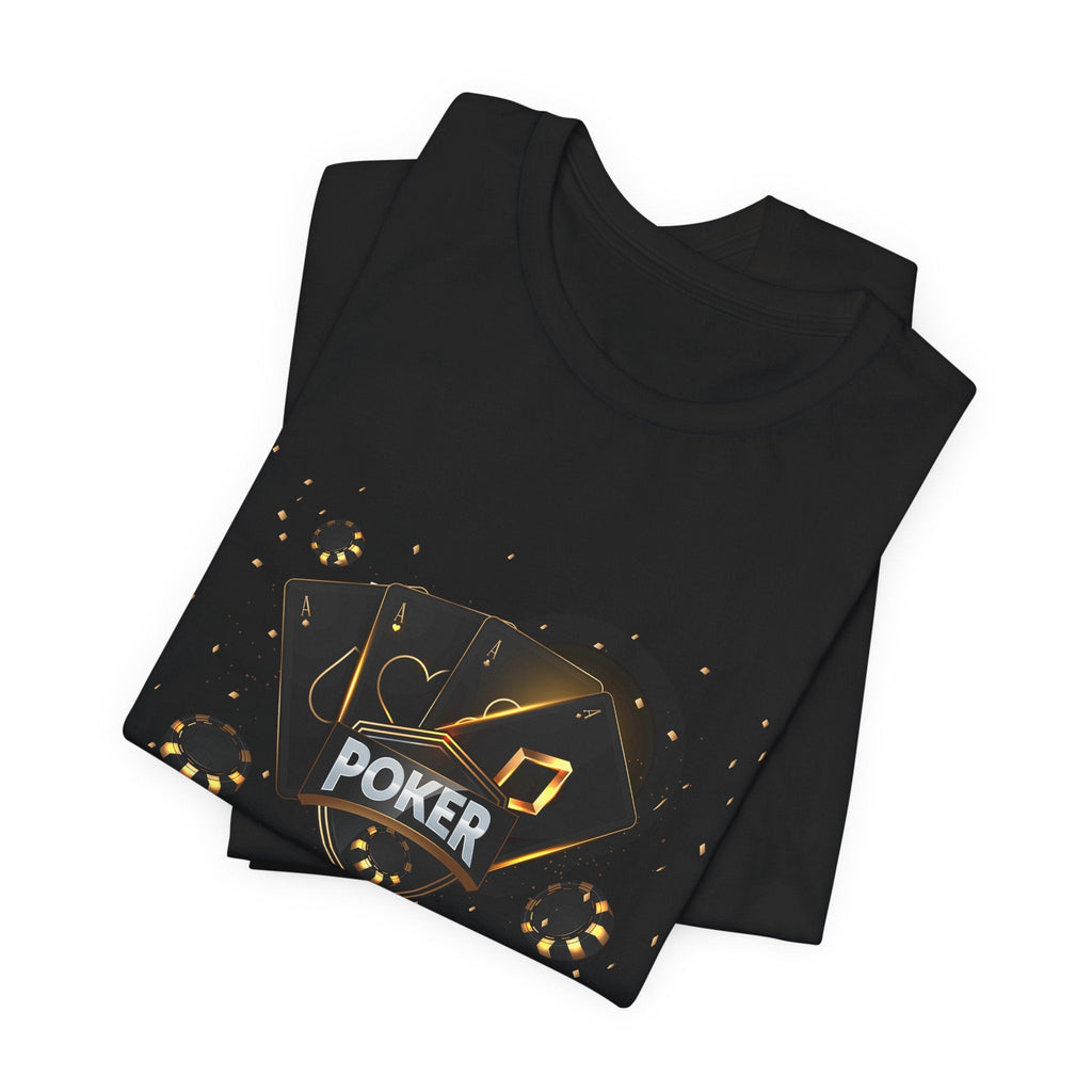 Black Poker Cards Heart design T-Shirt | Poker Chips Dice Tee - Etna Gift