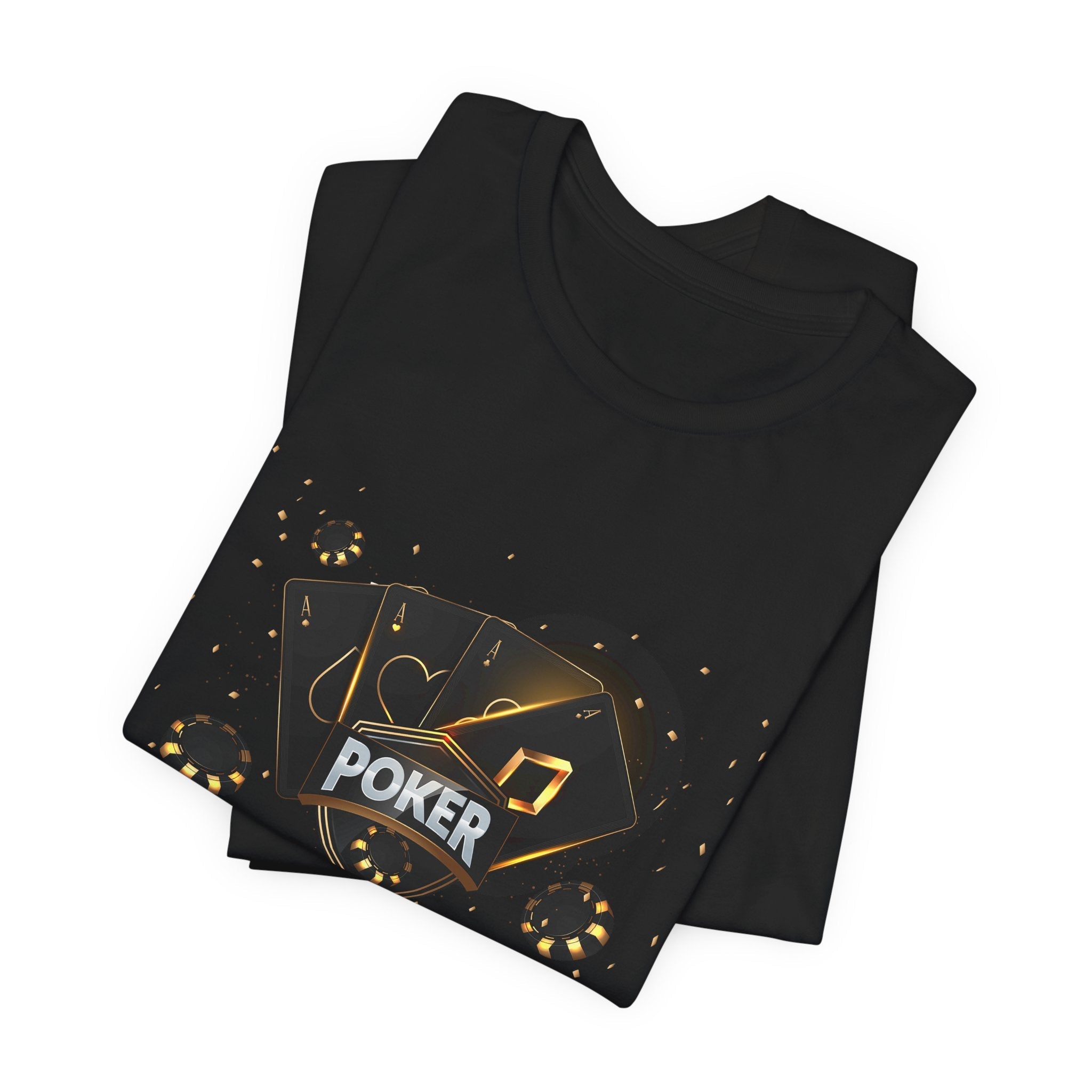 Black Poker Cards Heart design T-Shirt | Poker Chips Dice Tee - Etna Gift