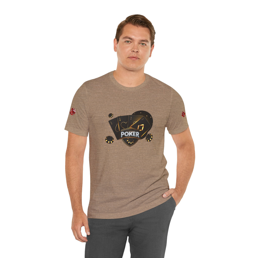 Black Poker Cards Heart design T-Shirt | Poker Chips Dice Tee - Etna Gift