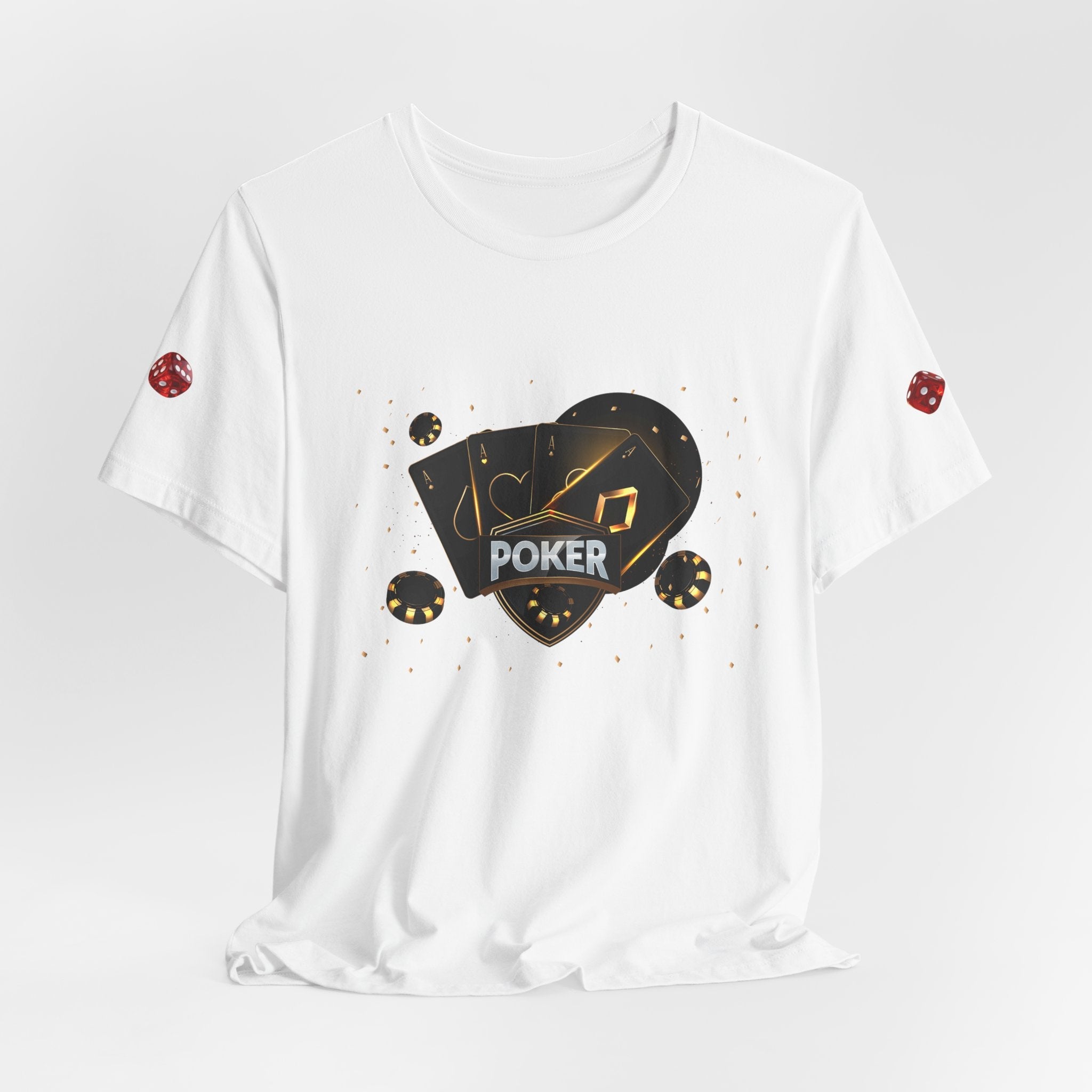 Black Poker Cards Heart design T-Shirt | Poker Chips Dice Tee - Etna Gift