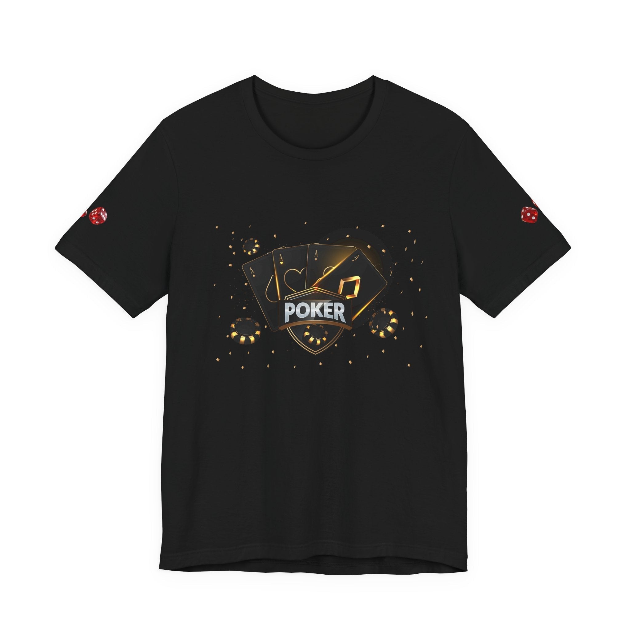 Black Poker Cards Heart design T-Shirt | Poker Chips Dice Tee - Etna Gift