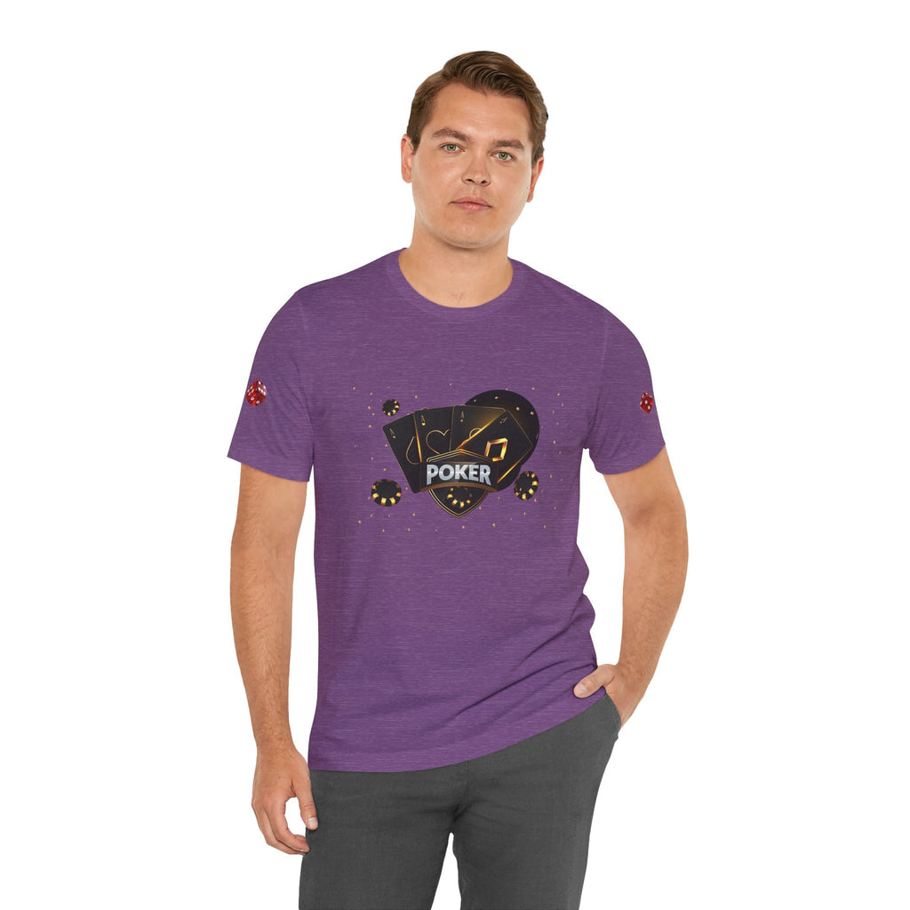 Black Poker Cards Heart design T-Shirt | Poker Chips Dice Tee - Etna Gift