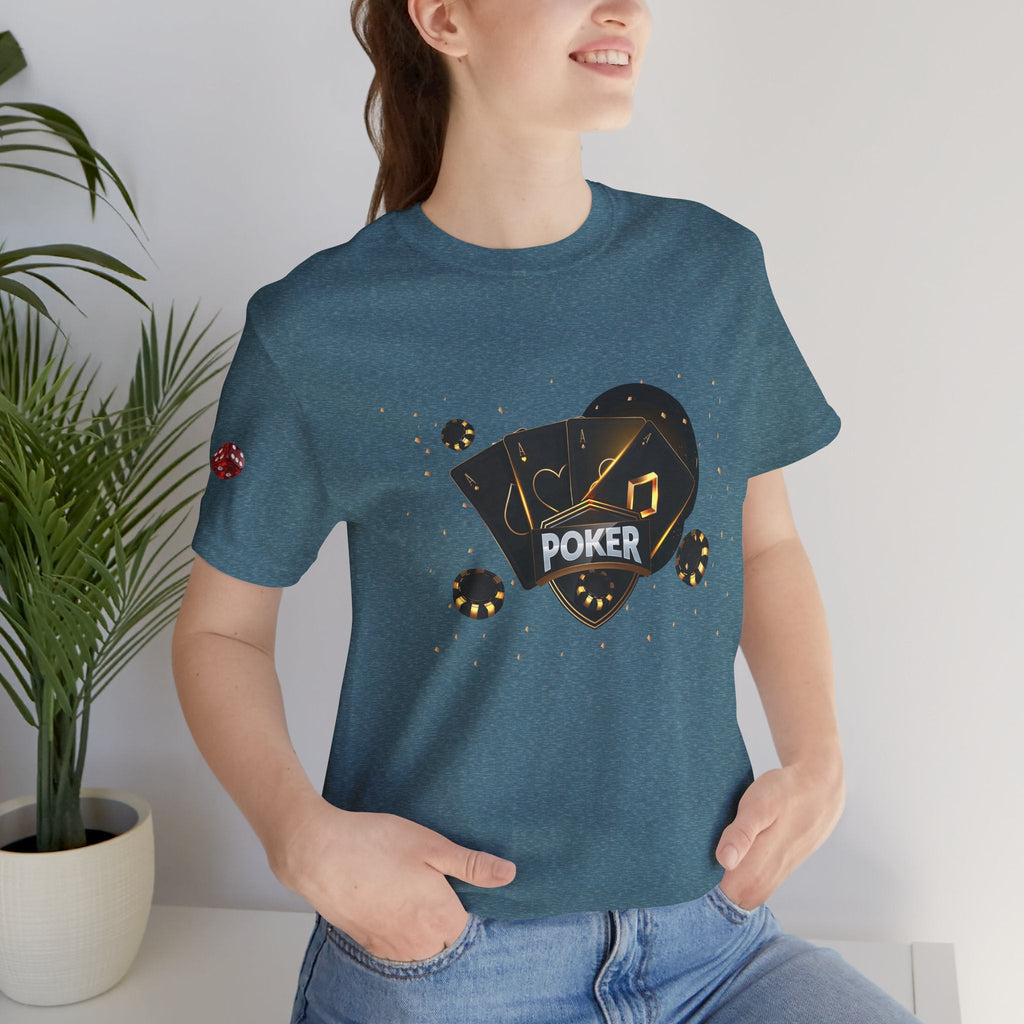 Black Poker Cards Heart design T-Shirt | Poker Chips Dice Tee - Etna Gift