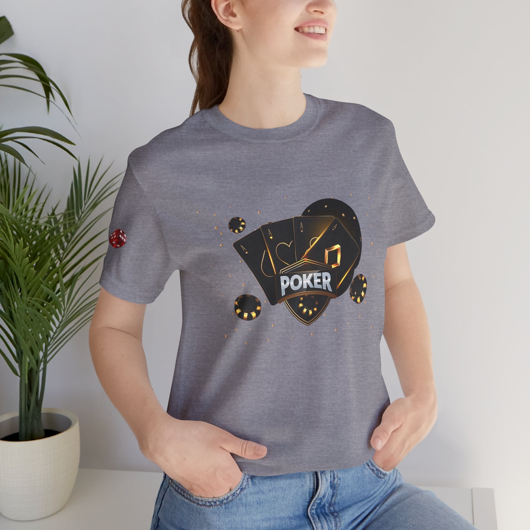 Black Poker Cards Heart design T-Shirt | Poker Chips Dice Tee - Etna Gift