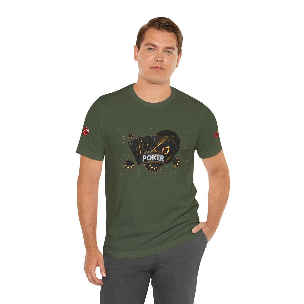 Black Poker Cards Heart design T-Shirt | Poker Chips Dice Tee - Etna Gift