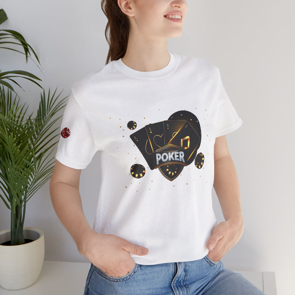 Black Poker Cards Heart design T-Shirt | Poker Chips Dice Tee - Etna Gift