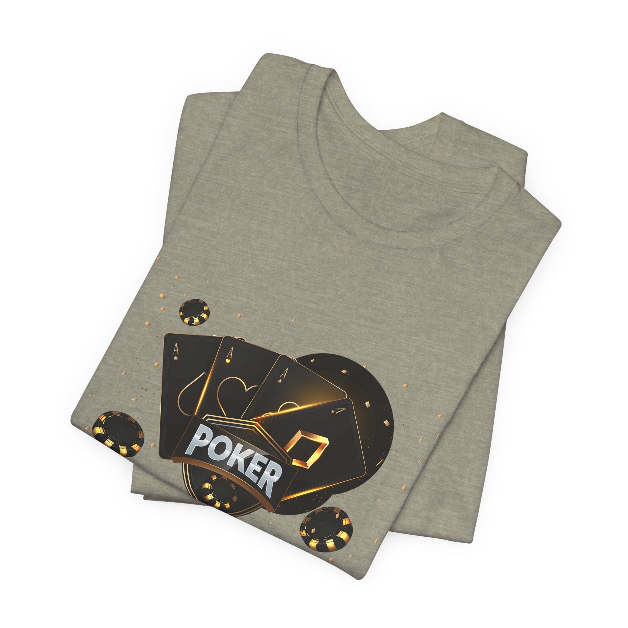 Black Poker Cards Heart design T-Shirt | Poker Chips Dice Tee - Etna Gift