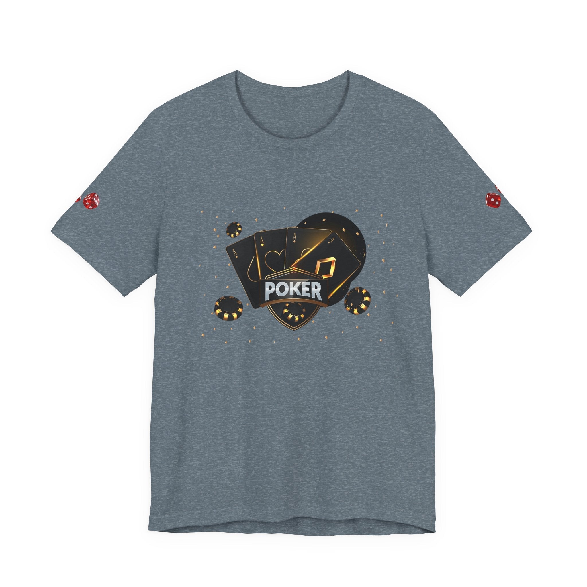 Black Poker Cards Heart design T-Shirt | Poker Chips Dice Tee - Etna Gift