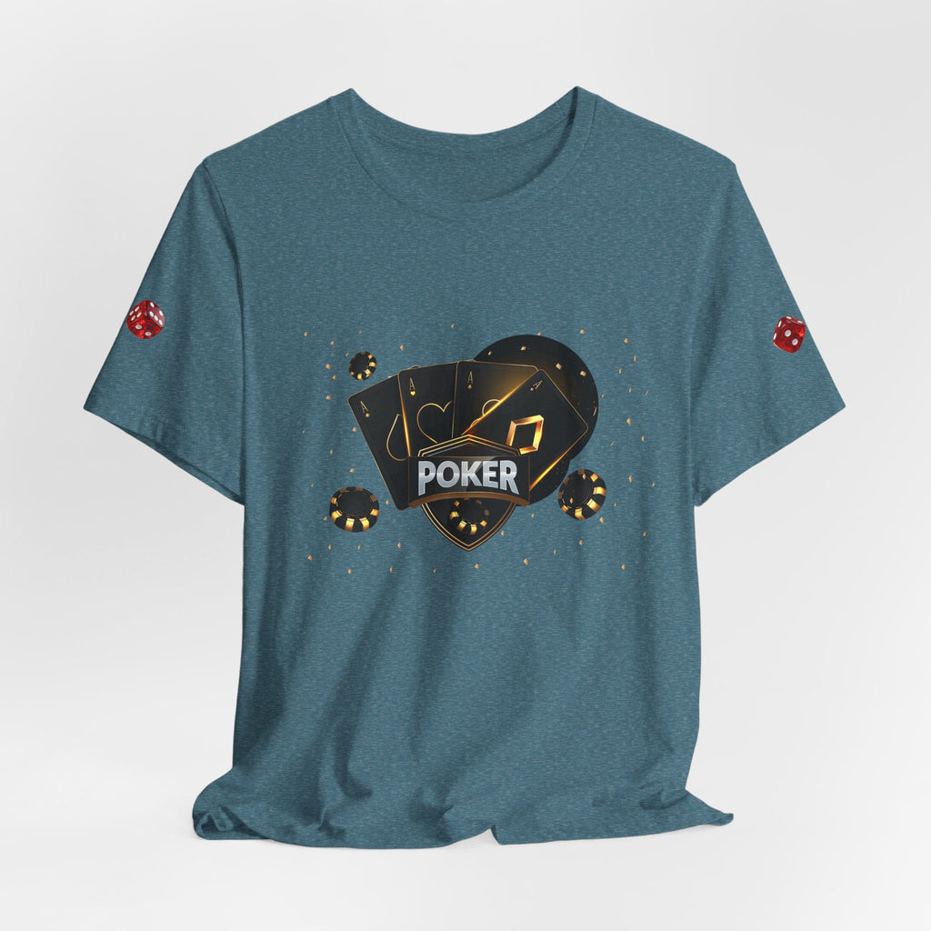 Black Poker Cards Heart design T-Shirt | Poker Chips Dice Tee - Etna Gift