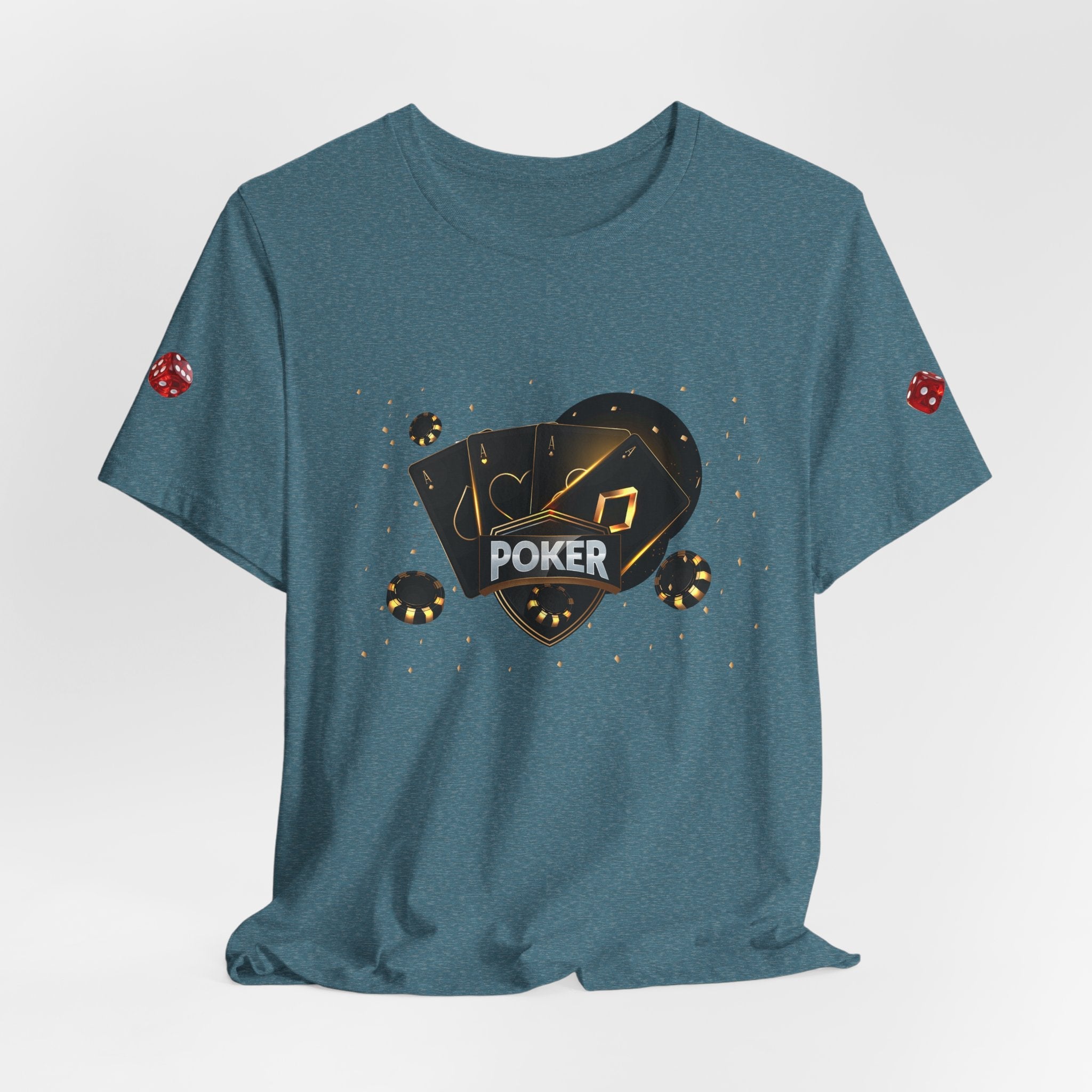 Black Poker Cards Heart design T-Shirt | Poker Chips Dice Tee - Etna Gift