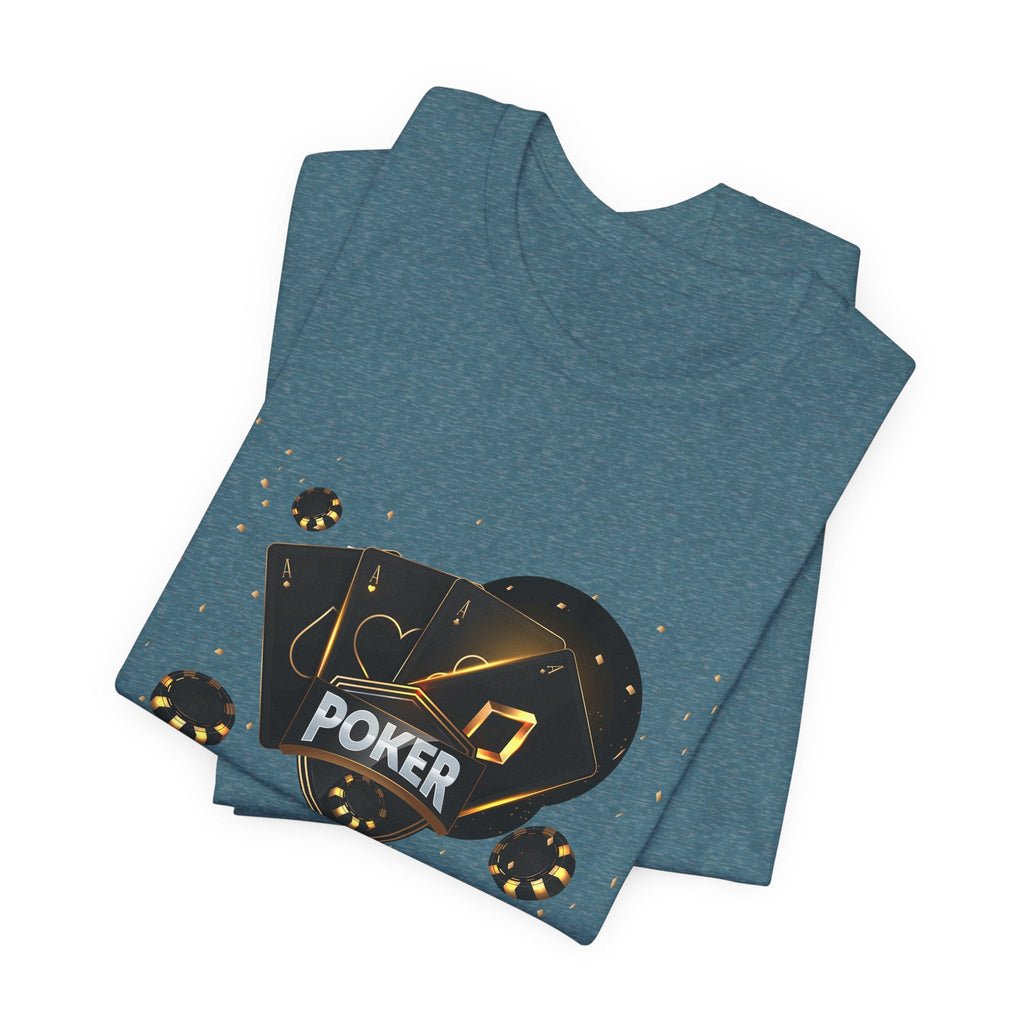 Black Poker Cards Heart design T-Shirt | Poker Chips Dice Tee - Etna Gift
