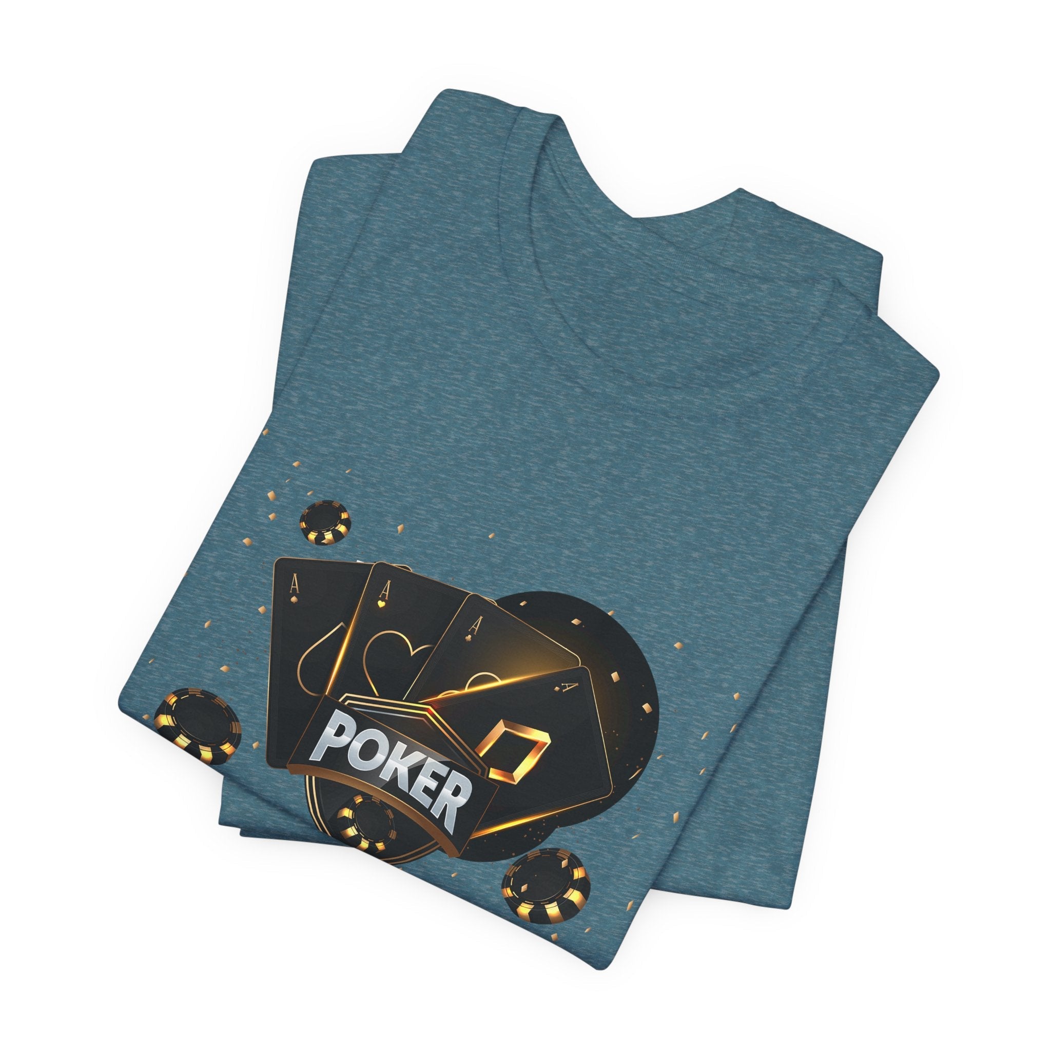 Black Poker Cards Heart design T-Shirt | Poker Chips Dice Tee - Etna Gift