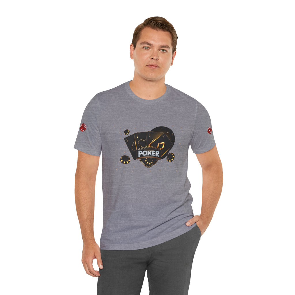 Black Poker Cards Heart design T-Shirt | Poker Chips Dice Tee - Etna Gift