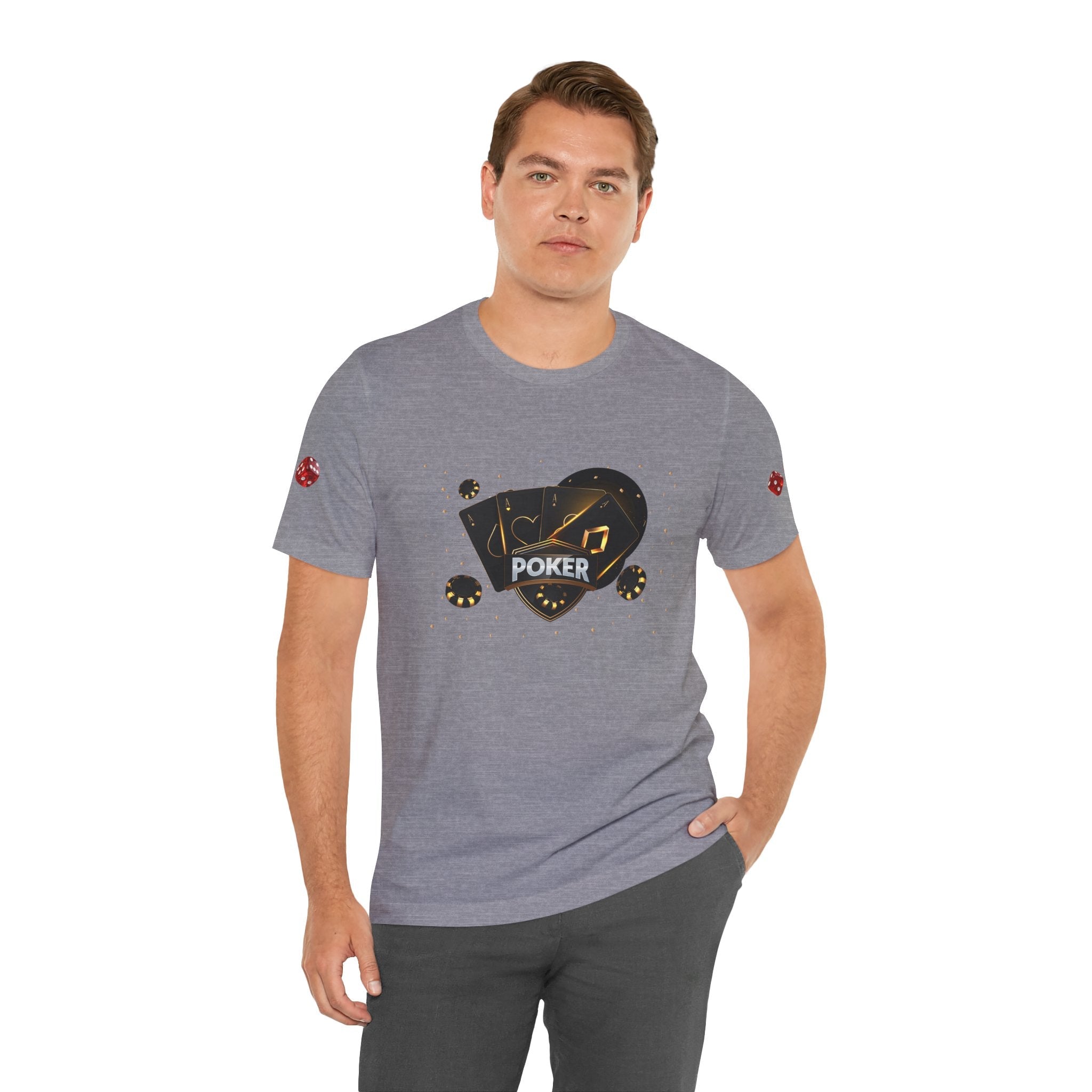 Black Poker Cards Heart design T-Shirt | Poker Chips Dice Tee - Etna Gift