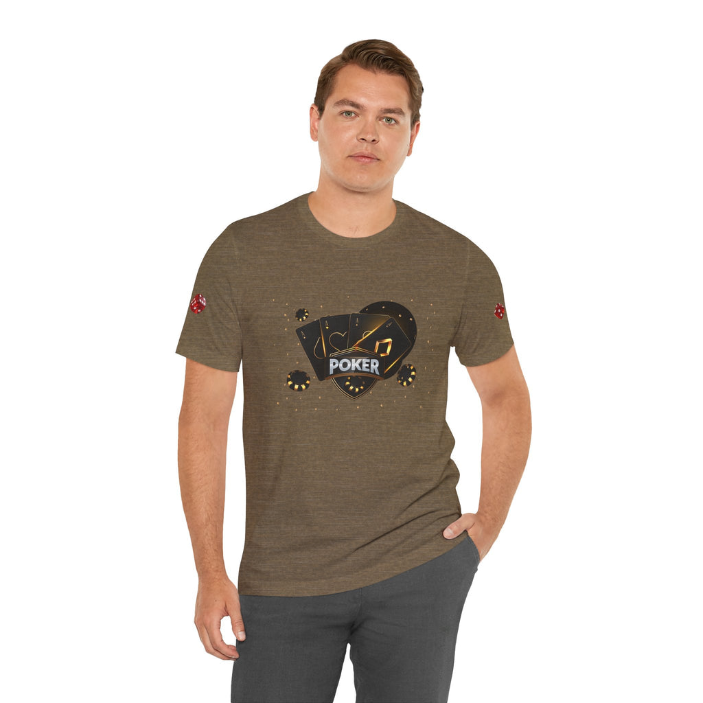 Black Poker Cards Heart design T-Shirt | Poker Chips Dice Tee - Etna Gift