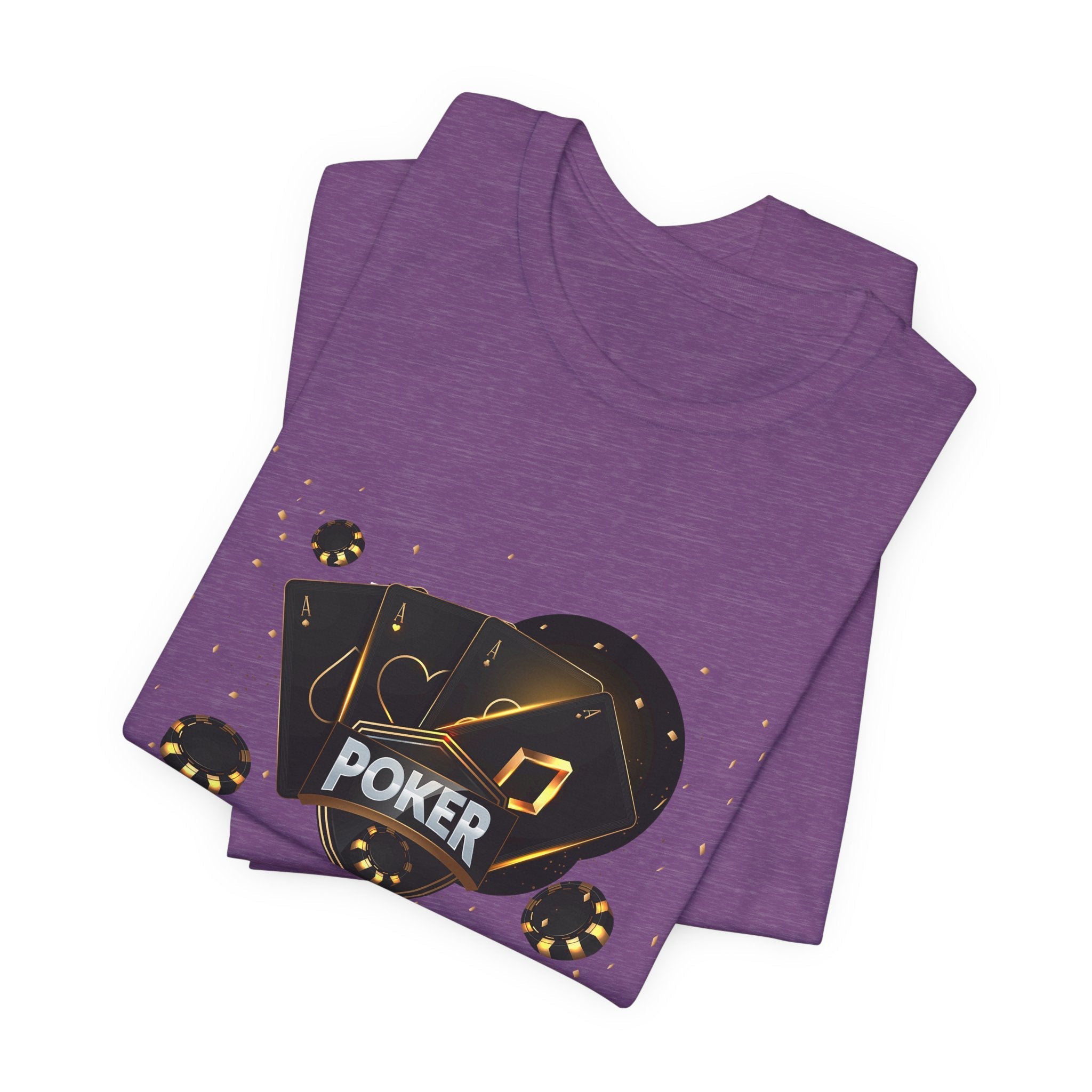 Black Poker Cards Heart design T-Shirt | Poker Chips Dice Tee - Etna Gift