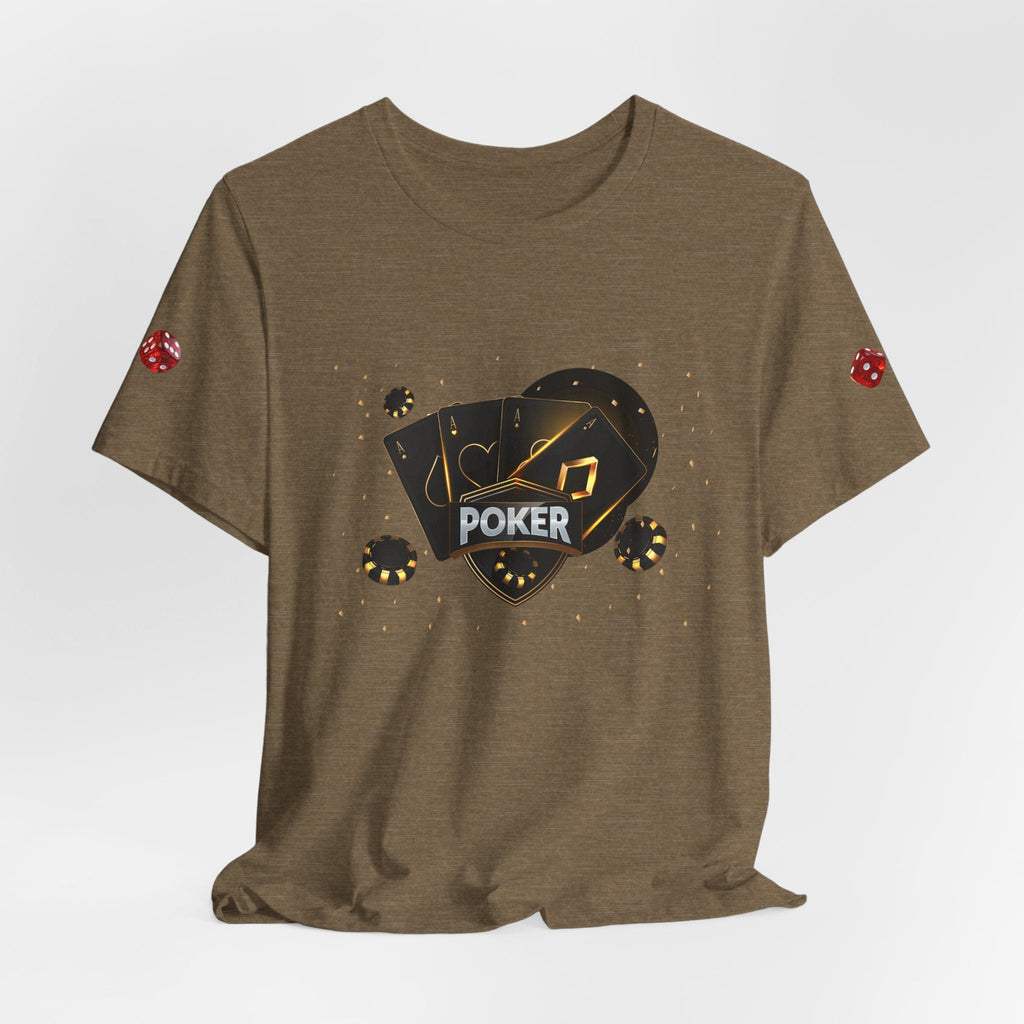 Black Poker Cards Heart design T-Shirt | Poker Chips Dice Tee - Etna Gift