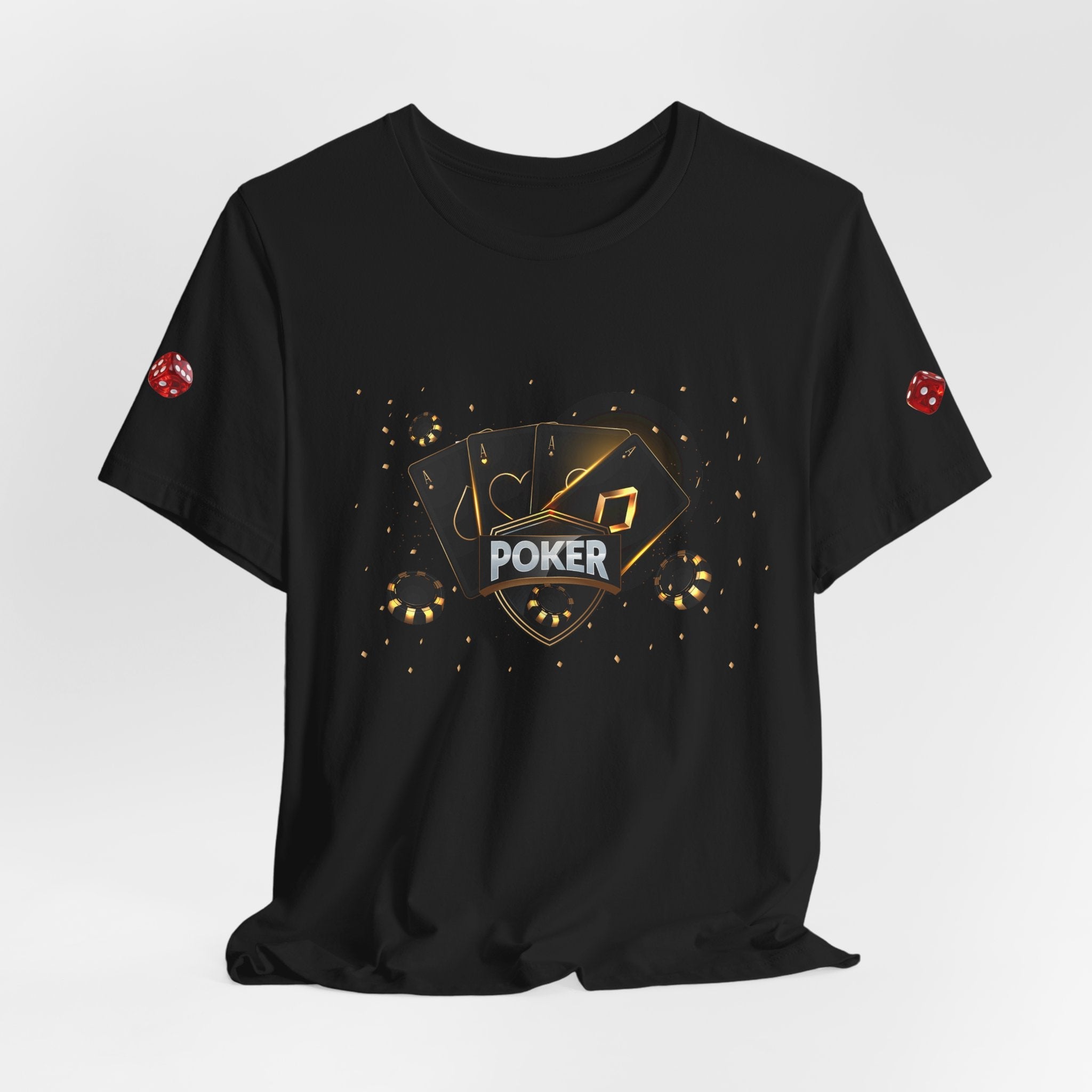 Black Poker Cards Heart design T-Shirt | Poker Chips Dice Tee - Etna Gift