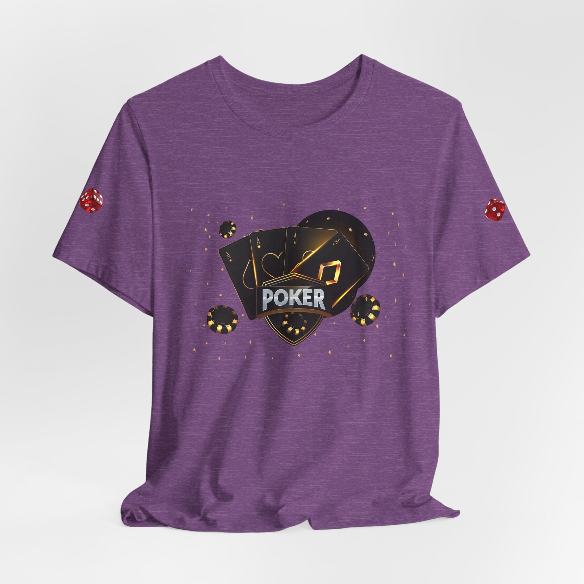 Black Poker Cards Heart design T-Shirt | Poker Chips Dice Tee - Etna Gift