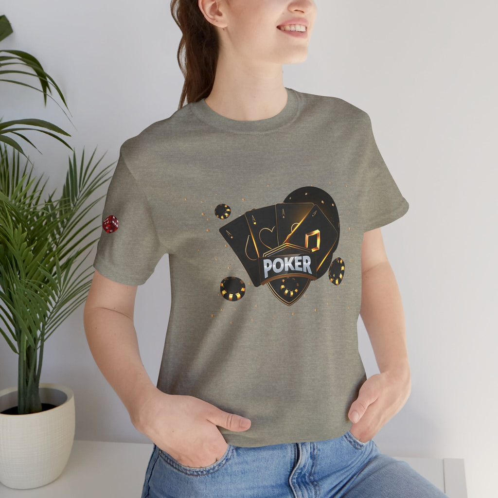Black Poker Cards Heart design T-Shirt | Poker Chips Dice Tee - Etna Gift