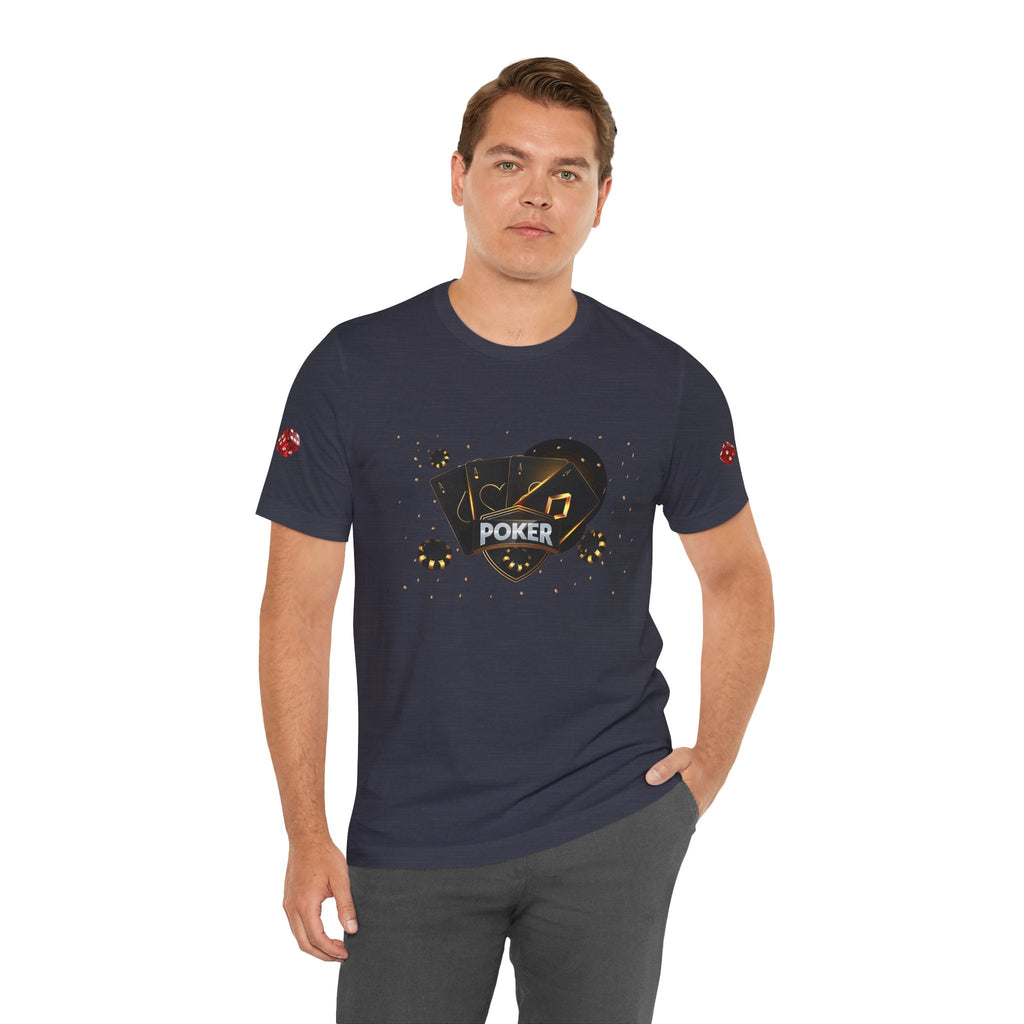 Black Poker Cards Heart design T-Shirt | Poker Chips Dice Tee - Etna Gift