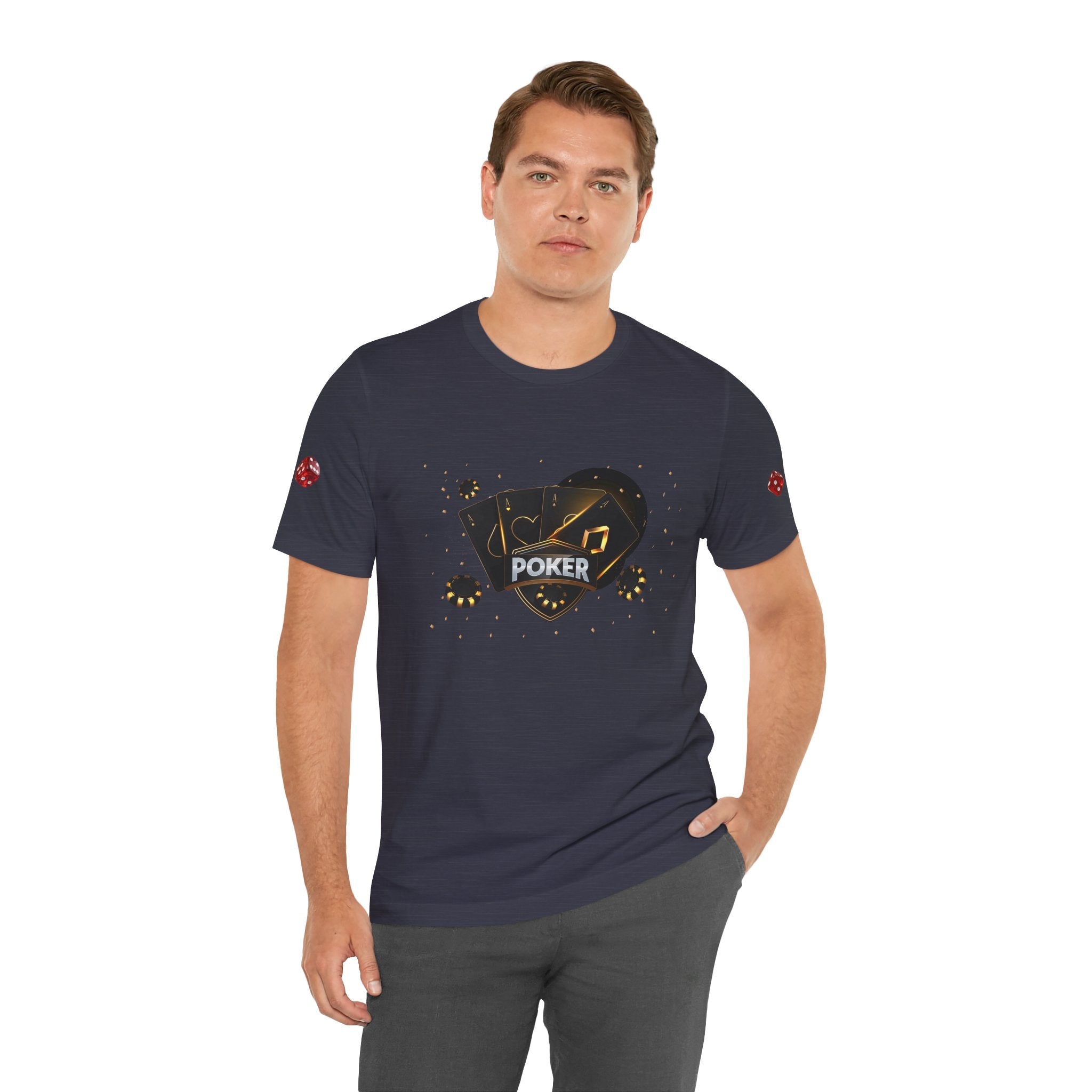 Black Poker Cards Heart design T-Shirt | Poker Chips Dice Tee - Etna Gift